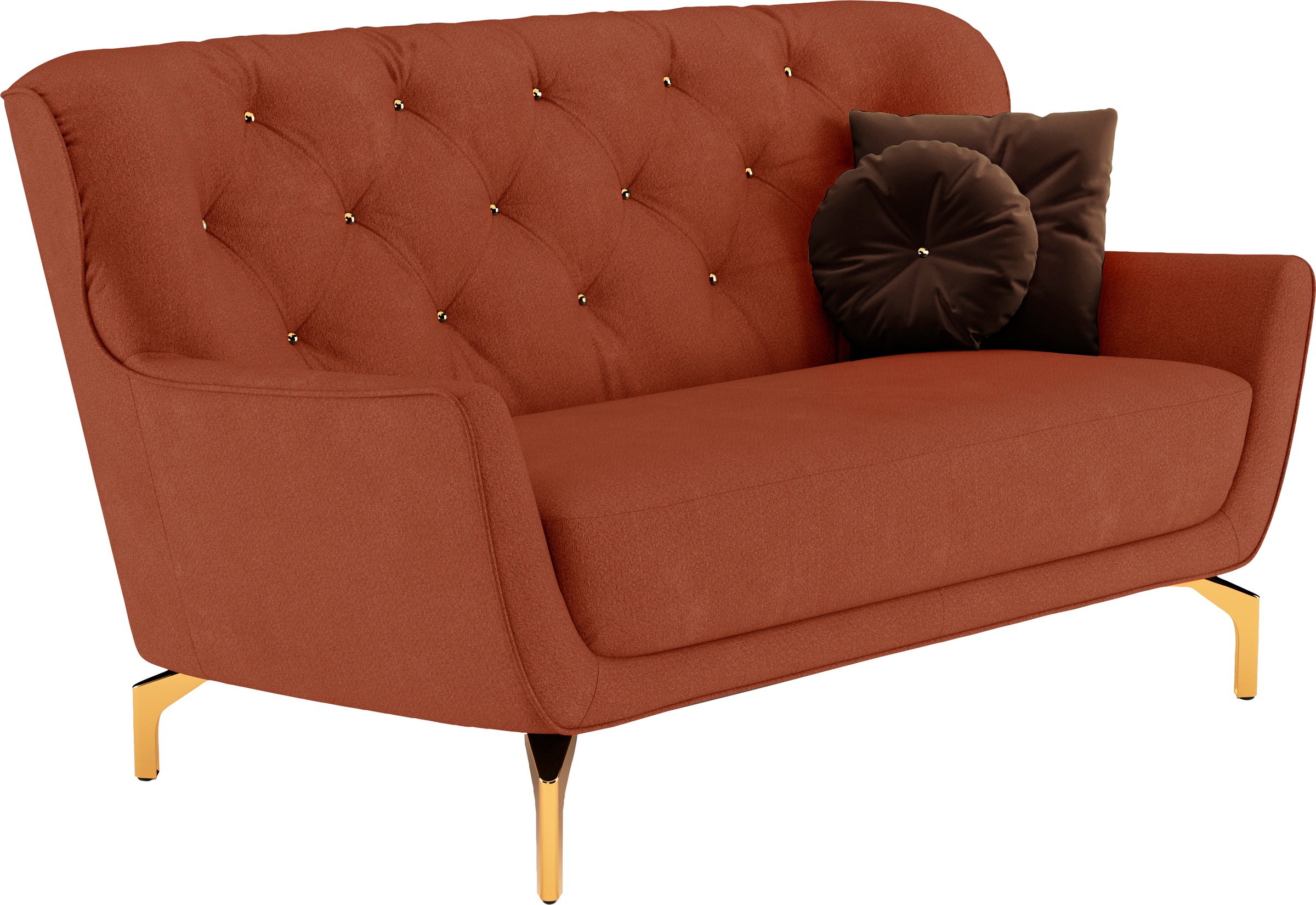 sit&more 2-Sitzer »Orient 3«, inkl. 2 Zierkissen mit Strass-Stein, goldfarbene Metallfüße