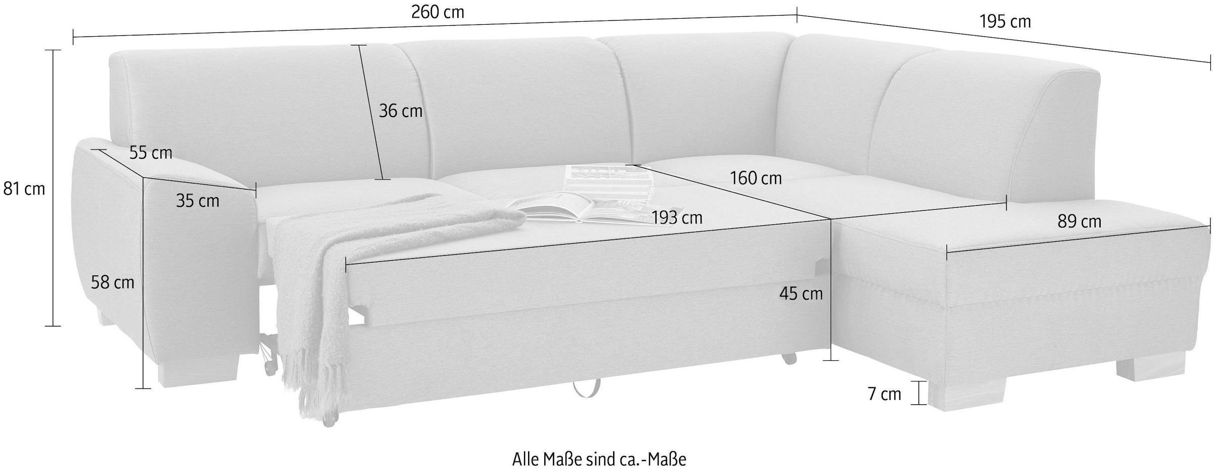 DOMO collection Ecksofa »Incanto kubische Formensprache, komfortabel, L-Form«, wahlweise mit Bettfunktion