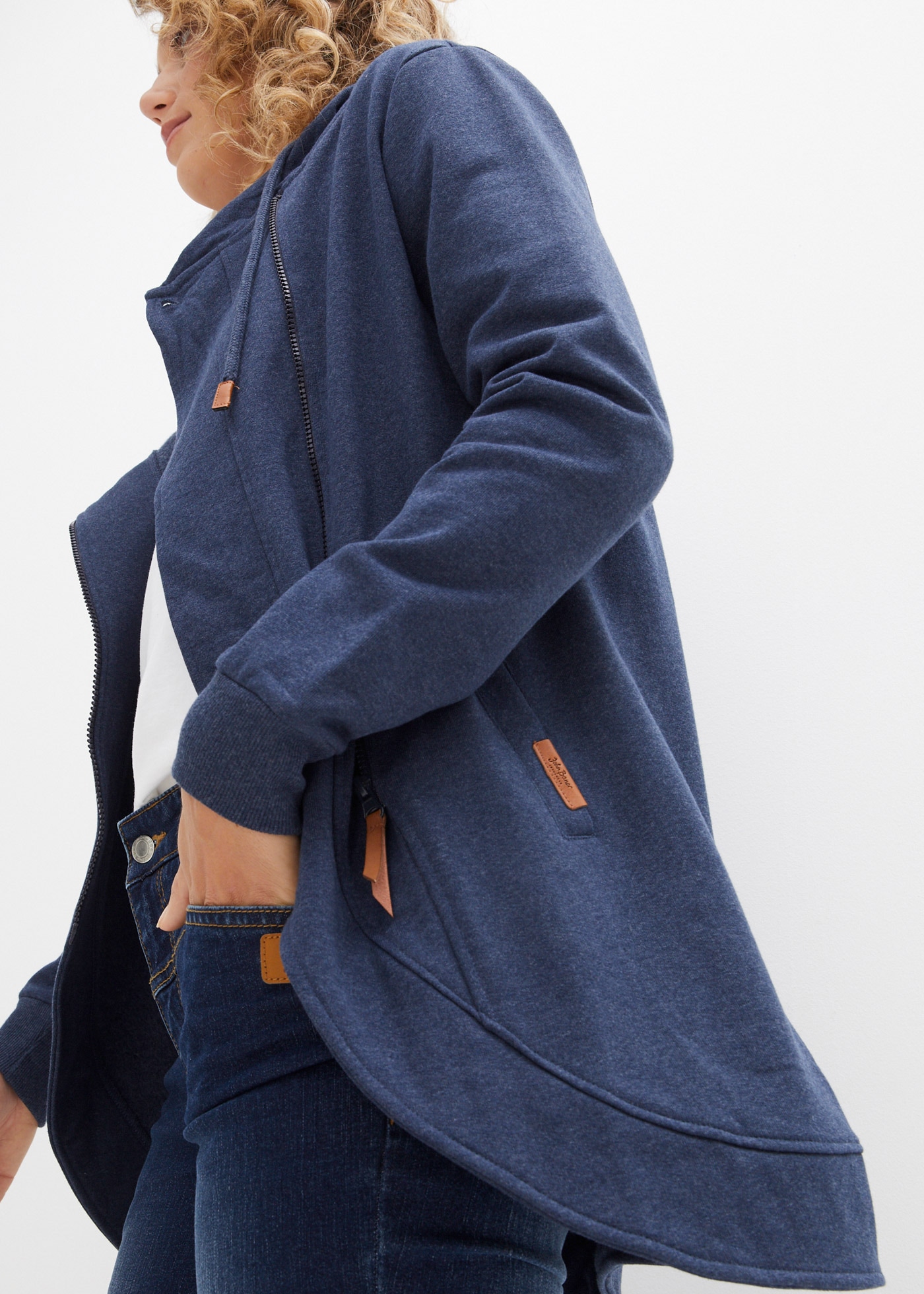 bonprix Kapuzensweatjacke mit Stehkragen, mit Eingrifftaschen, aus Baumwollmischung