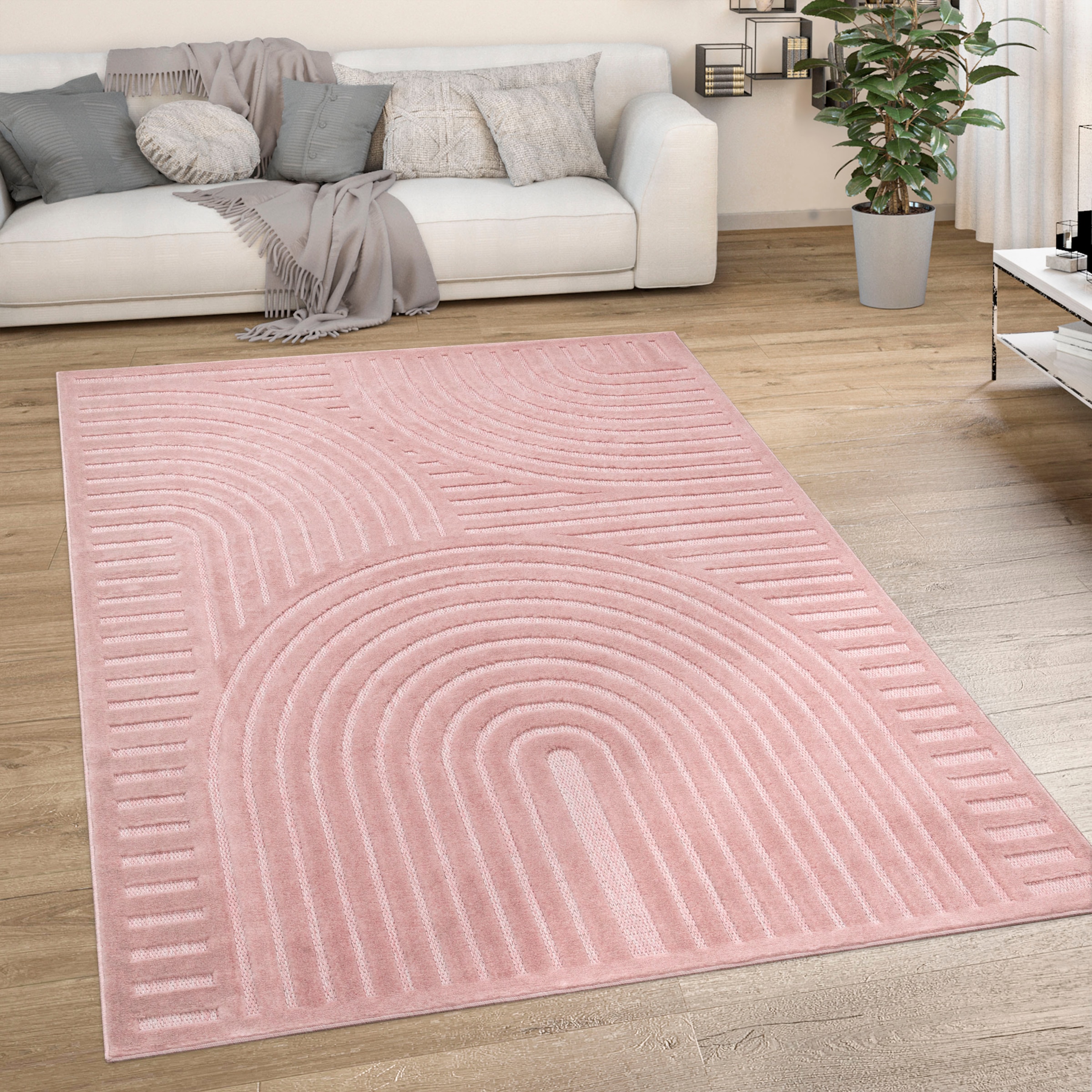 Paco Home Teppich »Livorno 674«, auf geeignet | Uni Hoch-Tief- Outdoor Rechnung BAUR Effekt, rechteckig, Scandi-Look, Farben, moderner
