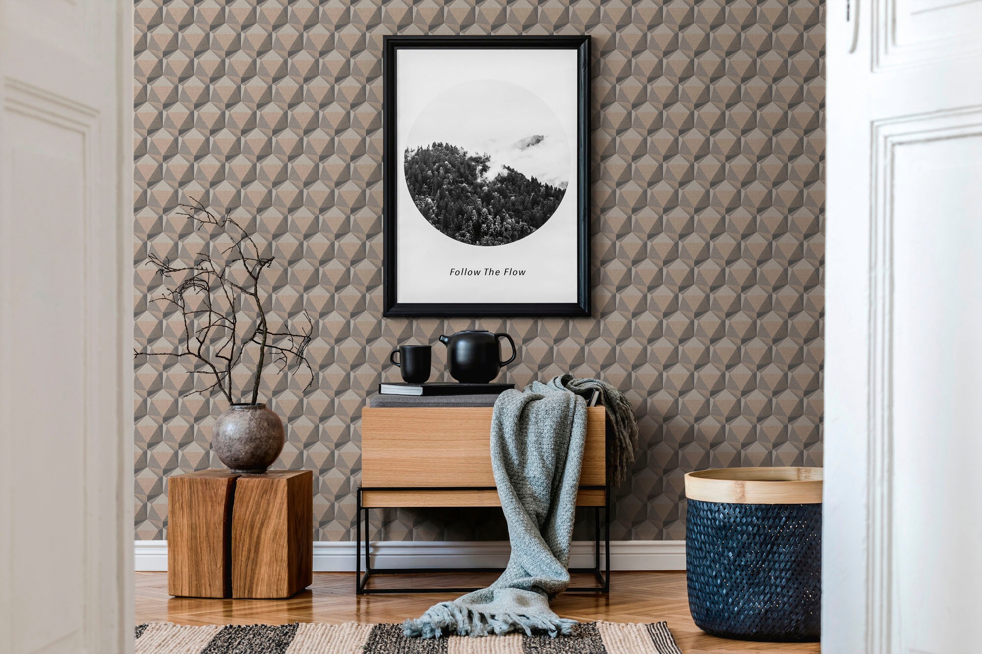 A.S. Création Vliestapete »Nara Grafisch 3D Effekt« gemustert | matt | neutral leicht strukturiert 3D Muster Grafiktapete Tapeten Wohnzimmer Schlafzimmer Küche Flur Büro