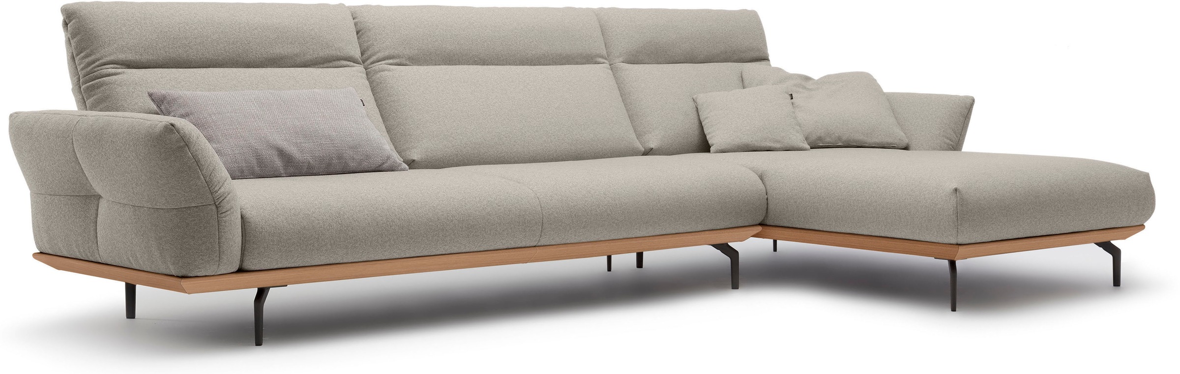 hülsta sofa Ecksofa »hs.460«, Sockel in Eiche, Winkelfüße in Umbragrau, Breite 338 cm