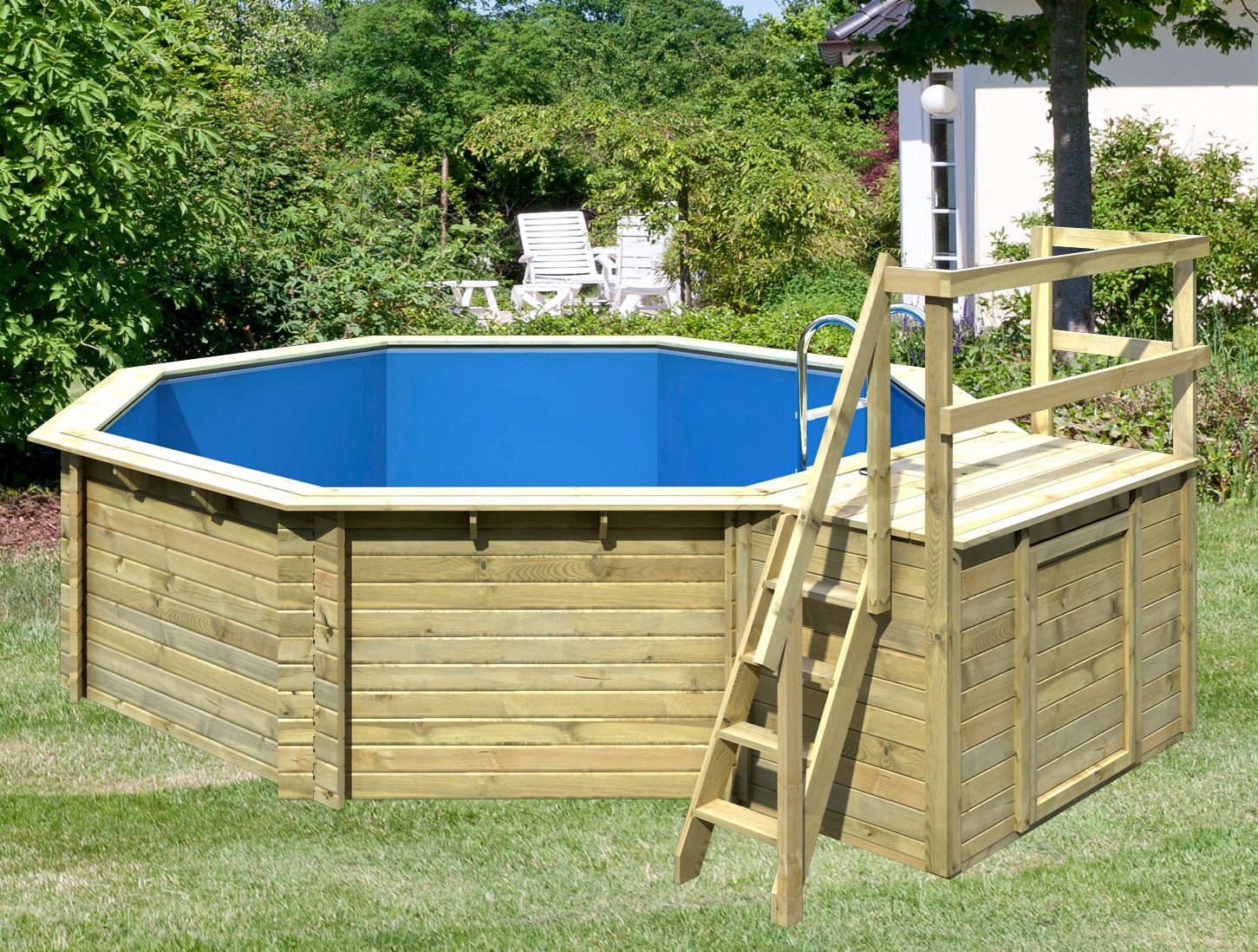 Karibu Achteckpool "TOSCANA Set B ØxH: 428x124 cm" 38 mm kesseldruckimprägn günstig online kaufen