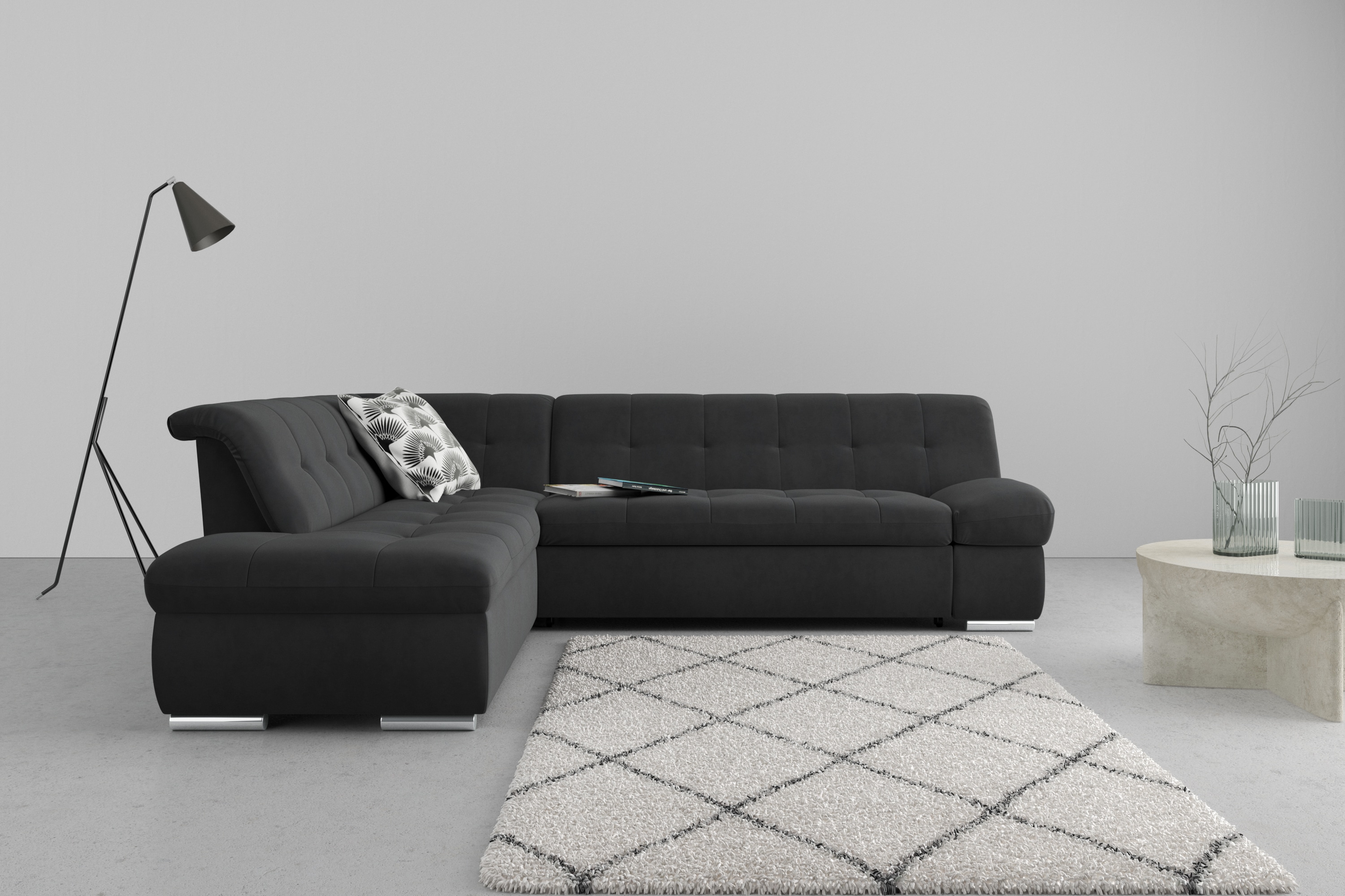 DOMO collection Ecksofa "MONA 271x213 cm, modern und komfortabel" whlw. mit Bett- und Armlehnfunktion, L-Form
