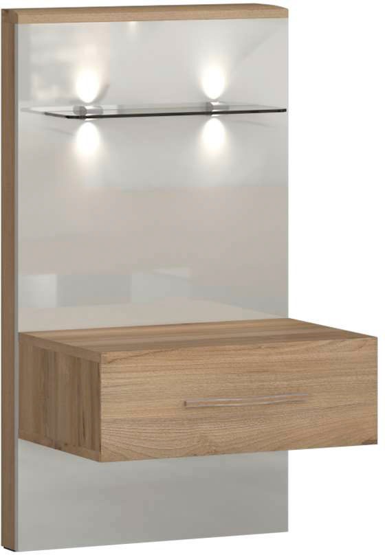 OTTO home Nachtkonsole "Gala, beige hochglänzend UV lackiert und melaminbeschichtet, kratzfest" Schublade mit Soft-Close-Funktion, 56x47x100cm (BxTxH), mit Beleuchtung,wahlweise rechte oder linke Bedienung,FSC-zertifiziert