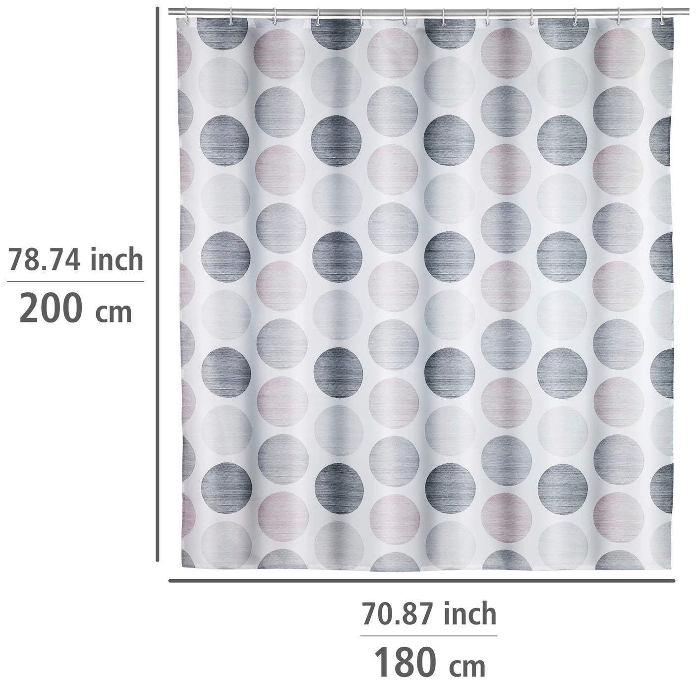 WENKO Duschvorhang »Pastell Dots«, Höhe 200 cm, mit Punkte-Muster
