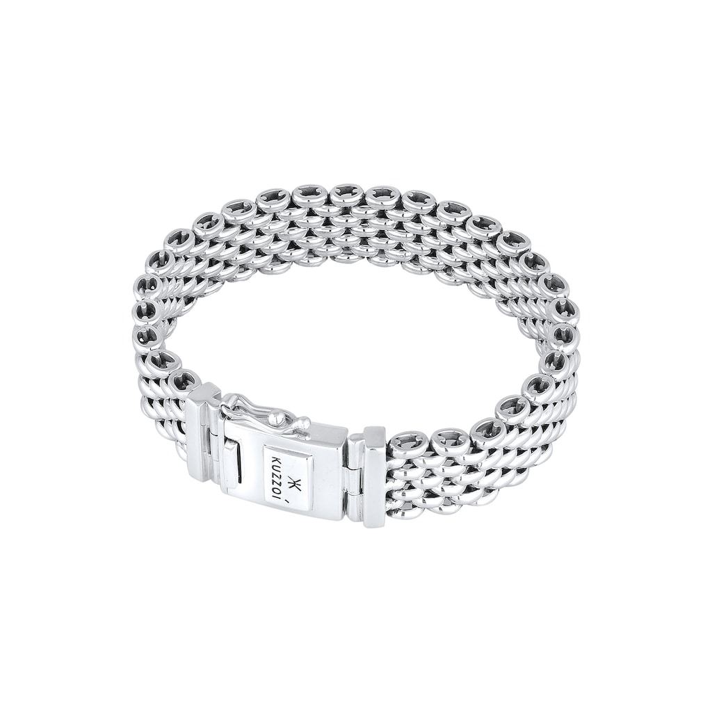 Kuzzoi Armband »Herren Breit Massiv Kastenverschluss 925 Silber«