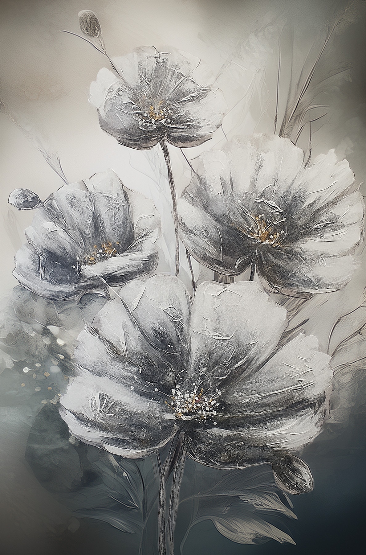 Bönninghoff Bild "Wandbild BLUMEN 78x118 cm – Leinwandbild Keilrahmen Deko modern" Blumen Blumenbilder auf Keilrahmen gespannt