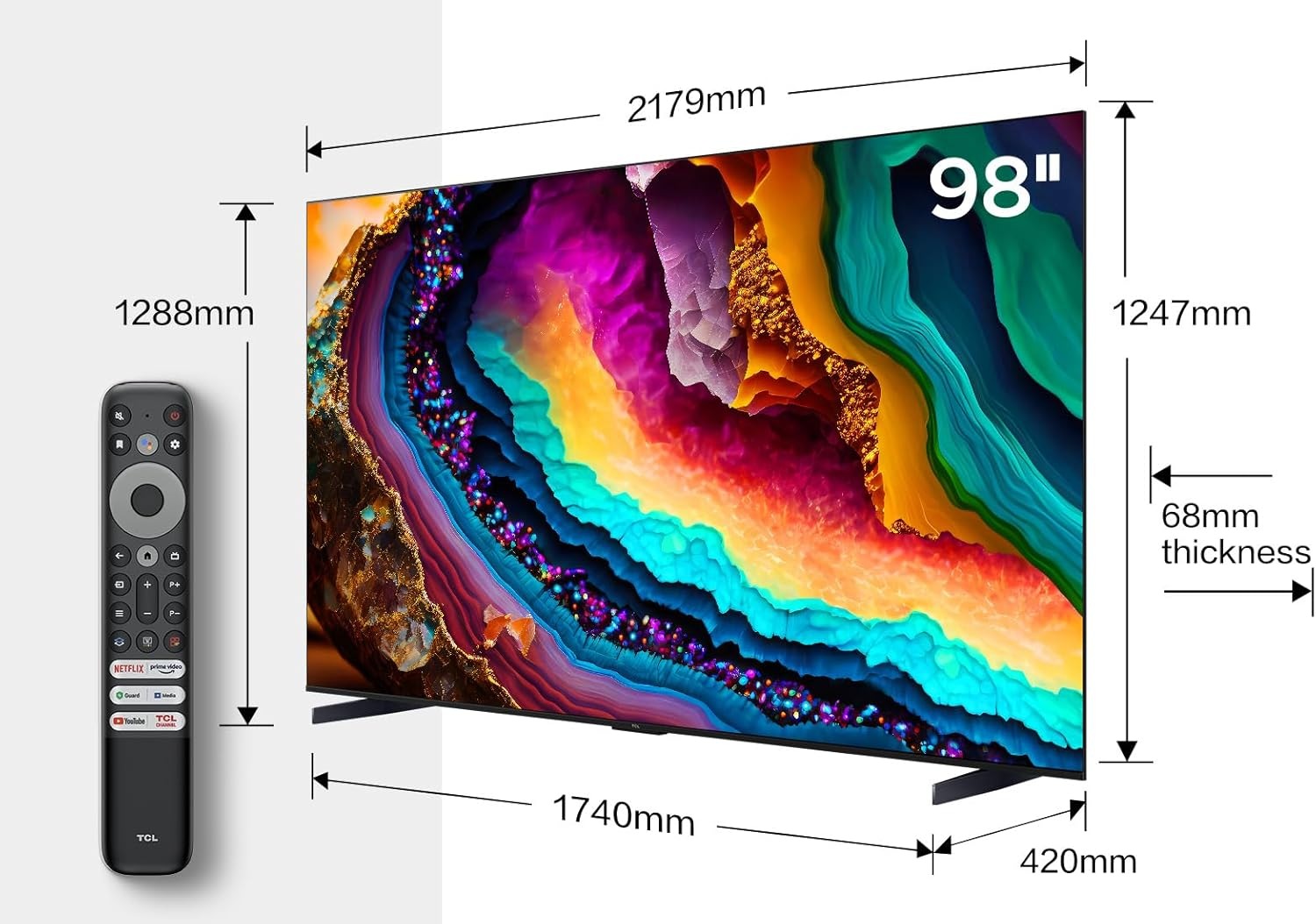 TCL LED-Fernseher, 248 cm/98 Zoll, 4K Ultra HD, Google TV-Smart-TV