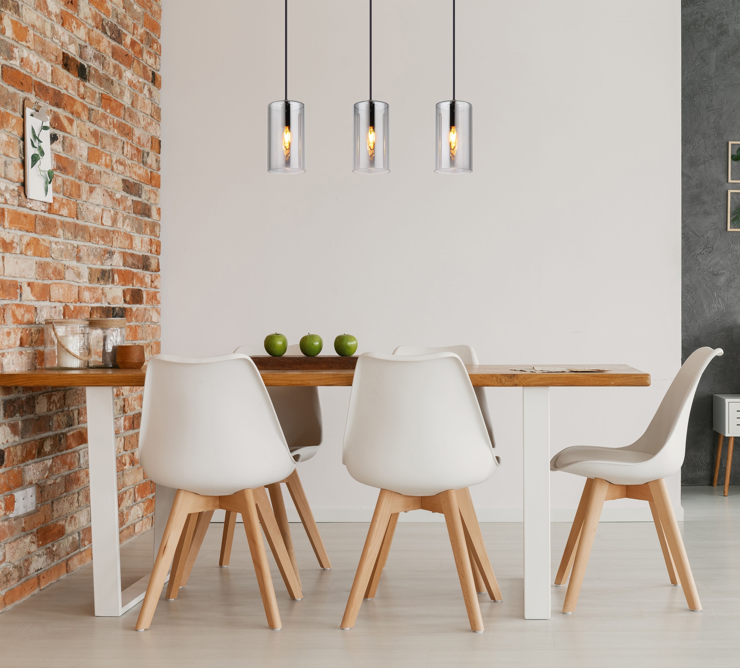 GLOBO LIGHTING Hängeleuchte »OLLY« E14 1 Stk. Schwarze Hängeleuchte mit Rauchglas, höhenverstellbar, 3x E14