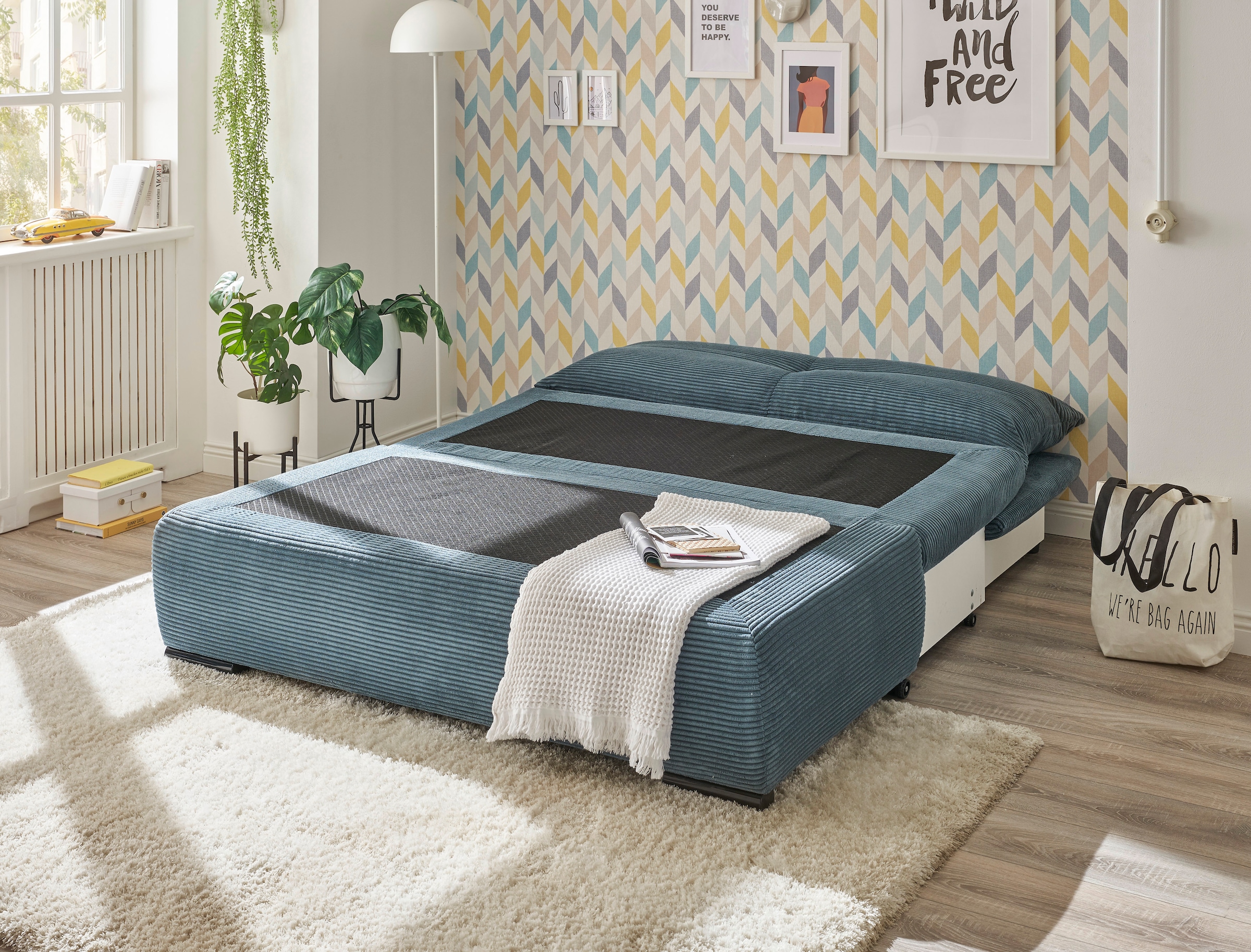 ED EXCITING DESIGN Schlafsofa »Charlie«, Schlafsessel mit Bettkasten & 1 Rückenkissen
