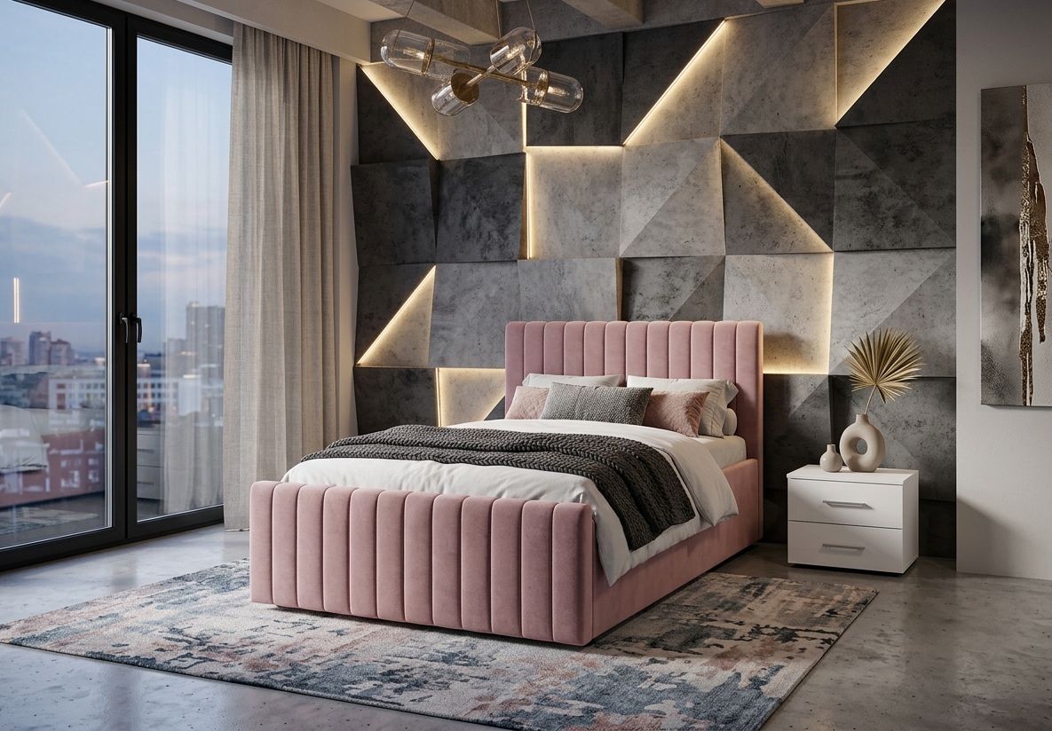 OTTO home Polsterbett "MOIVRE, vertikale Steppung in Rillenoptik, wahlweise mit Bettkasten" Stauraumbett, gepolstertes Kopfteil, ohne Matratze, modernes Design