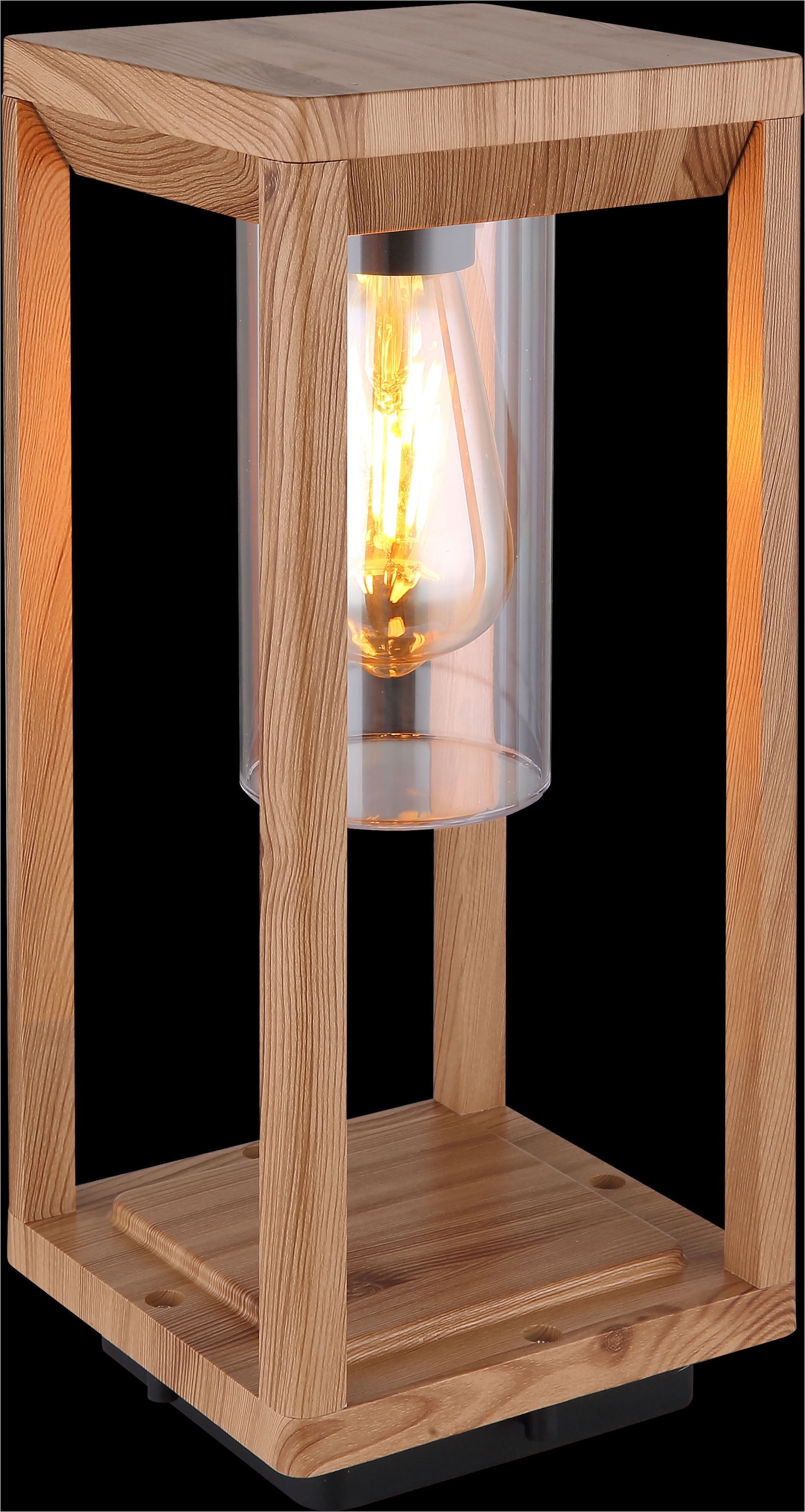 GLOBO LIGHTING Außen-Stehlampe »CANDELA«, Leuchtmittel E27 | ohne Leuchtmittel, Außenlampe/holzoptik/Sockelleuchte/IP44/LxBxH: 150x150x350mm