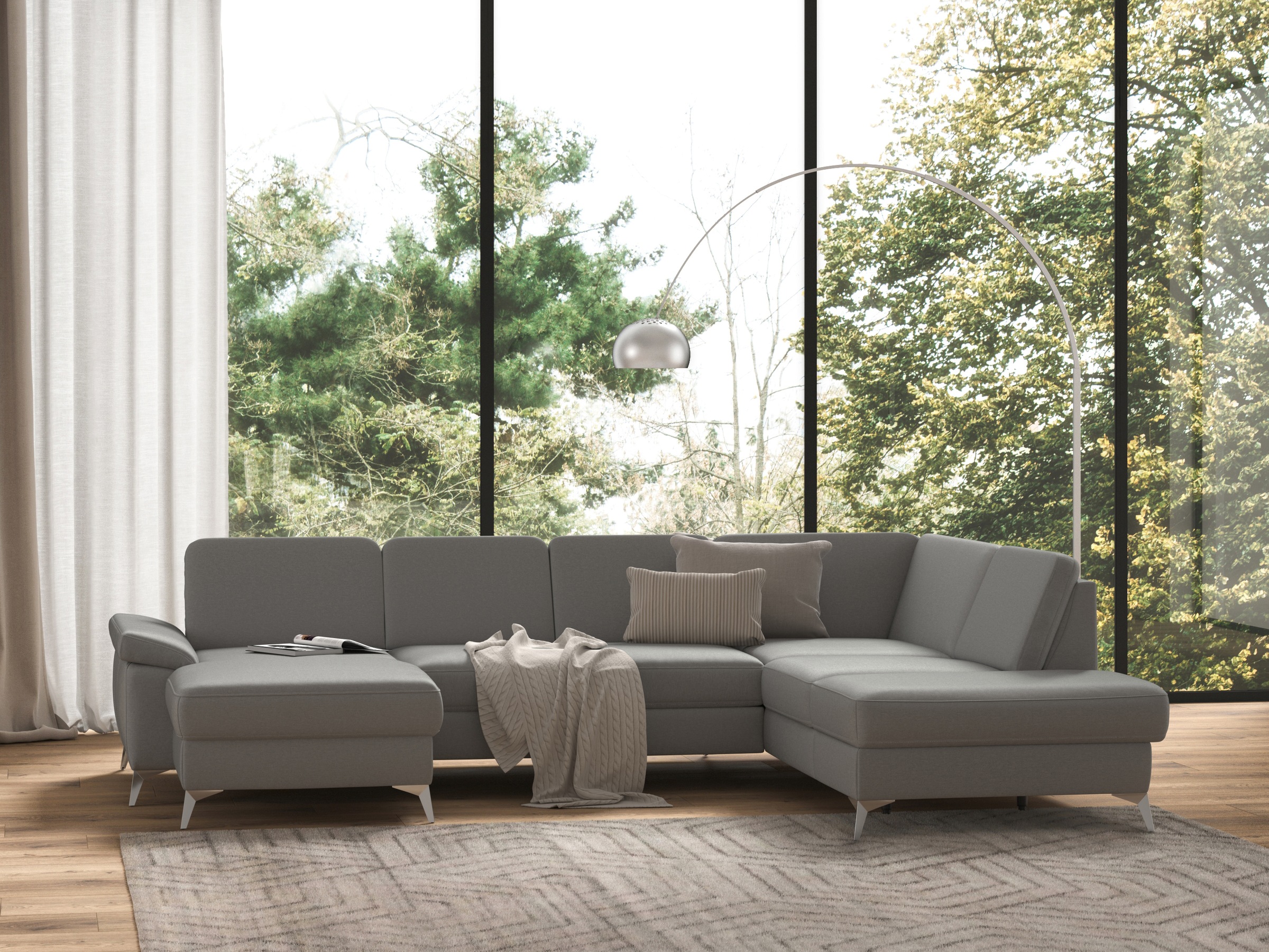sit&more Wohnlandschaft »Padua U-Form«, inklusive Sitztiefenverstellung, Armteilfunktion und Federkern