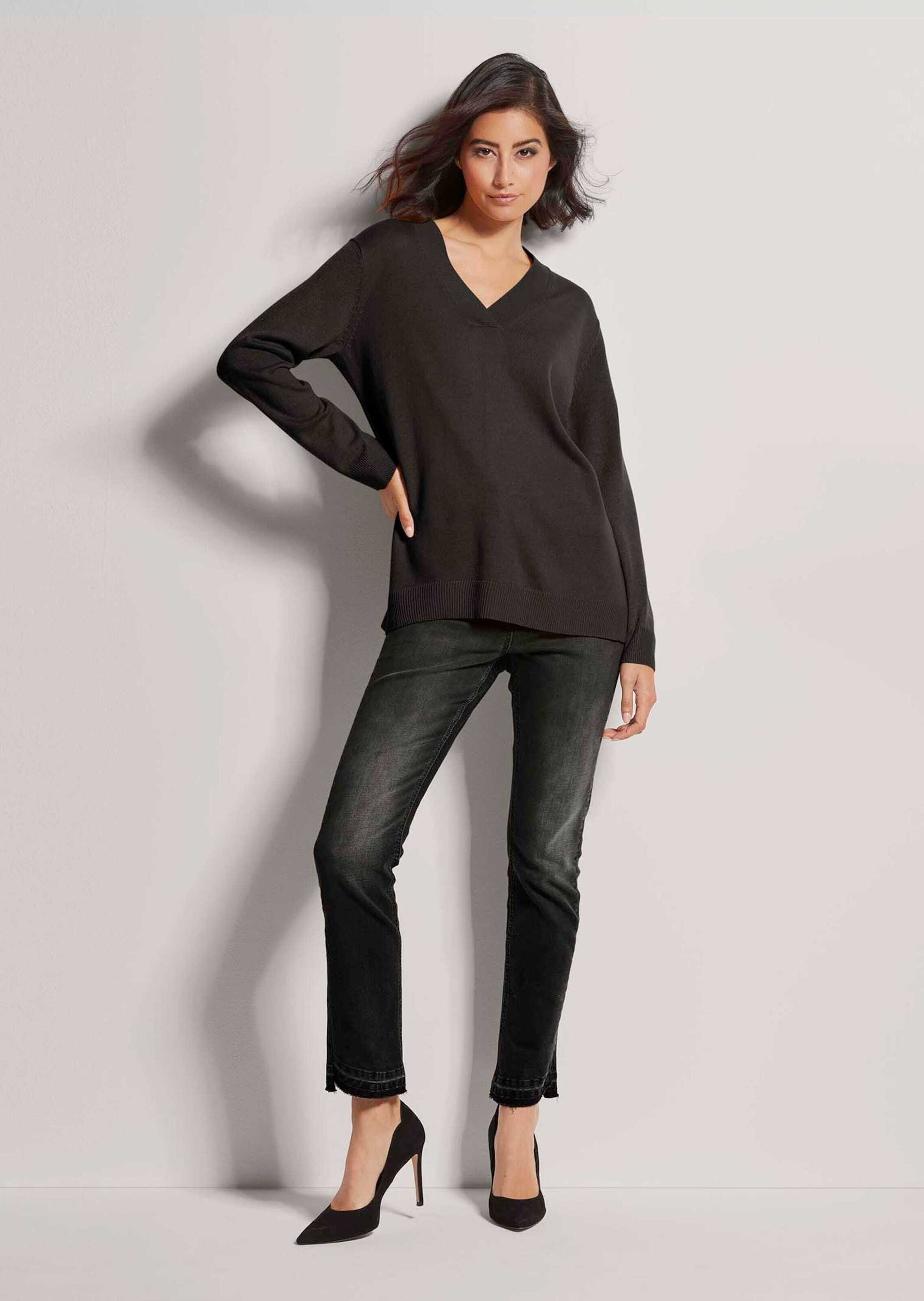MADELEINE Longpullover »Pullover Feinstrickpullover mit V-Ausschnitt«