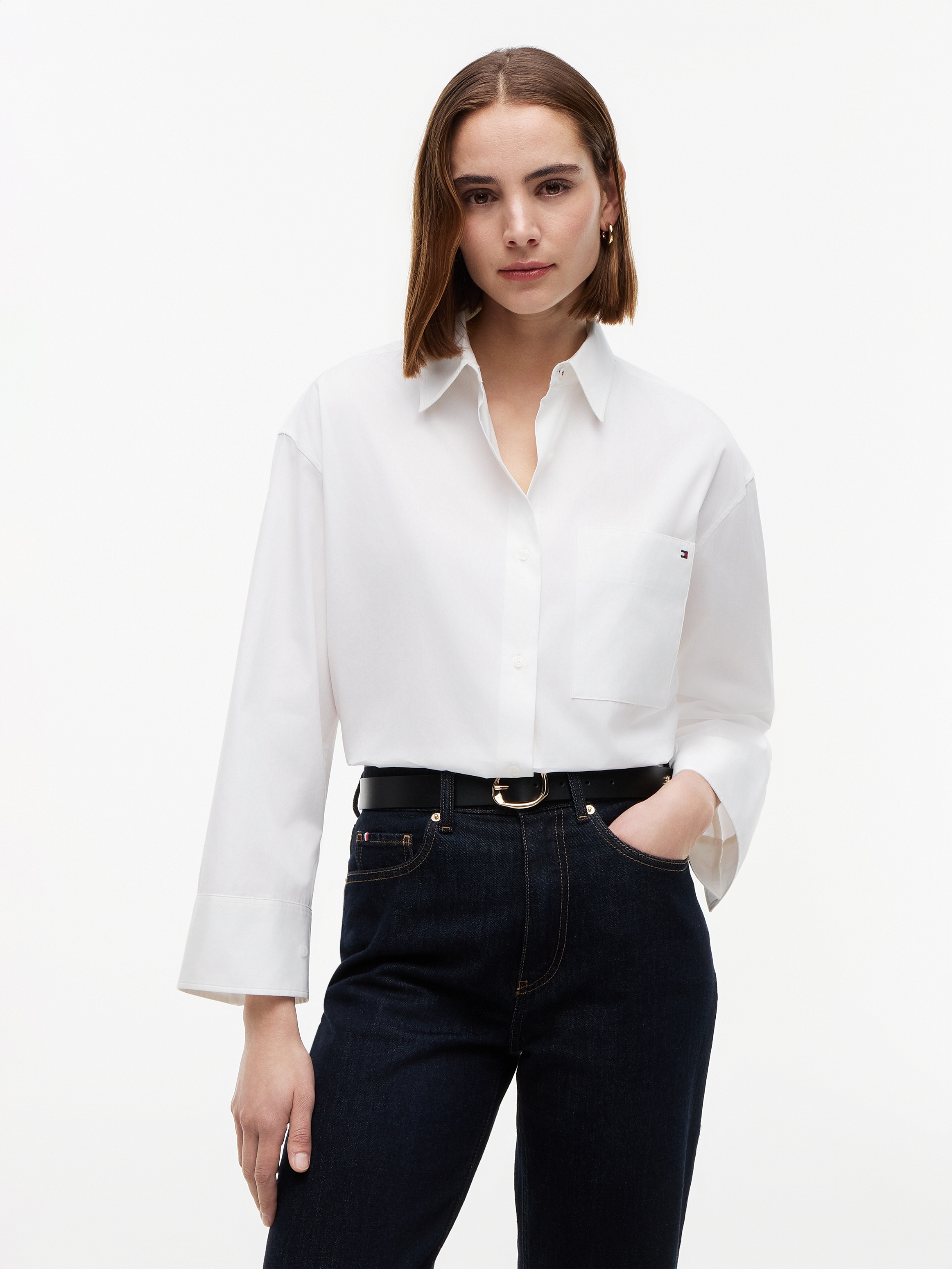 Tommy Hilfiger Hemdbluse "MODERN REG POPLIN LS SHIRT" Baumwolle, Brusttasche, regular fit
