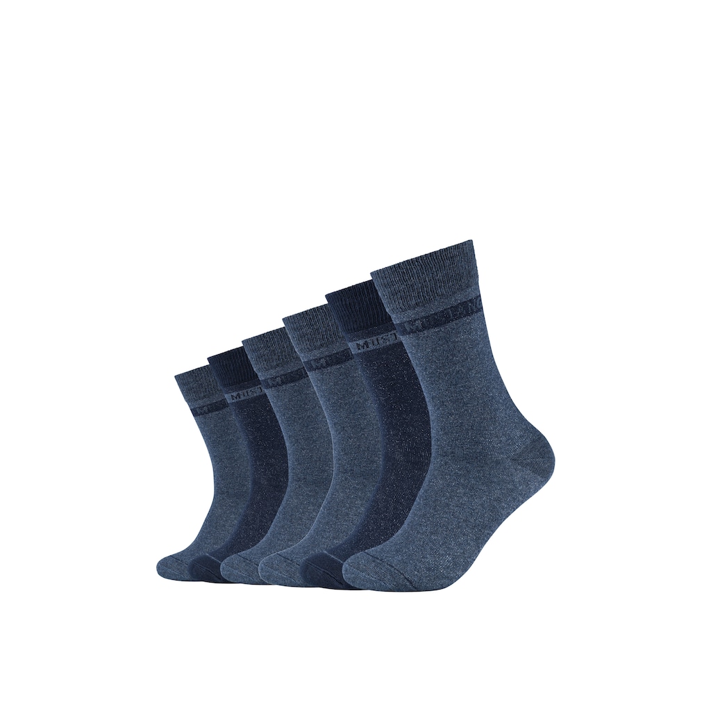 MUSTANG Socken, (Packung, 6 Paar), Weicher und elastischer Komfortbund