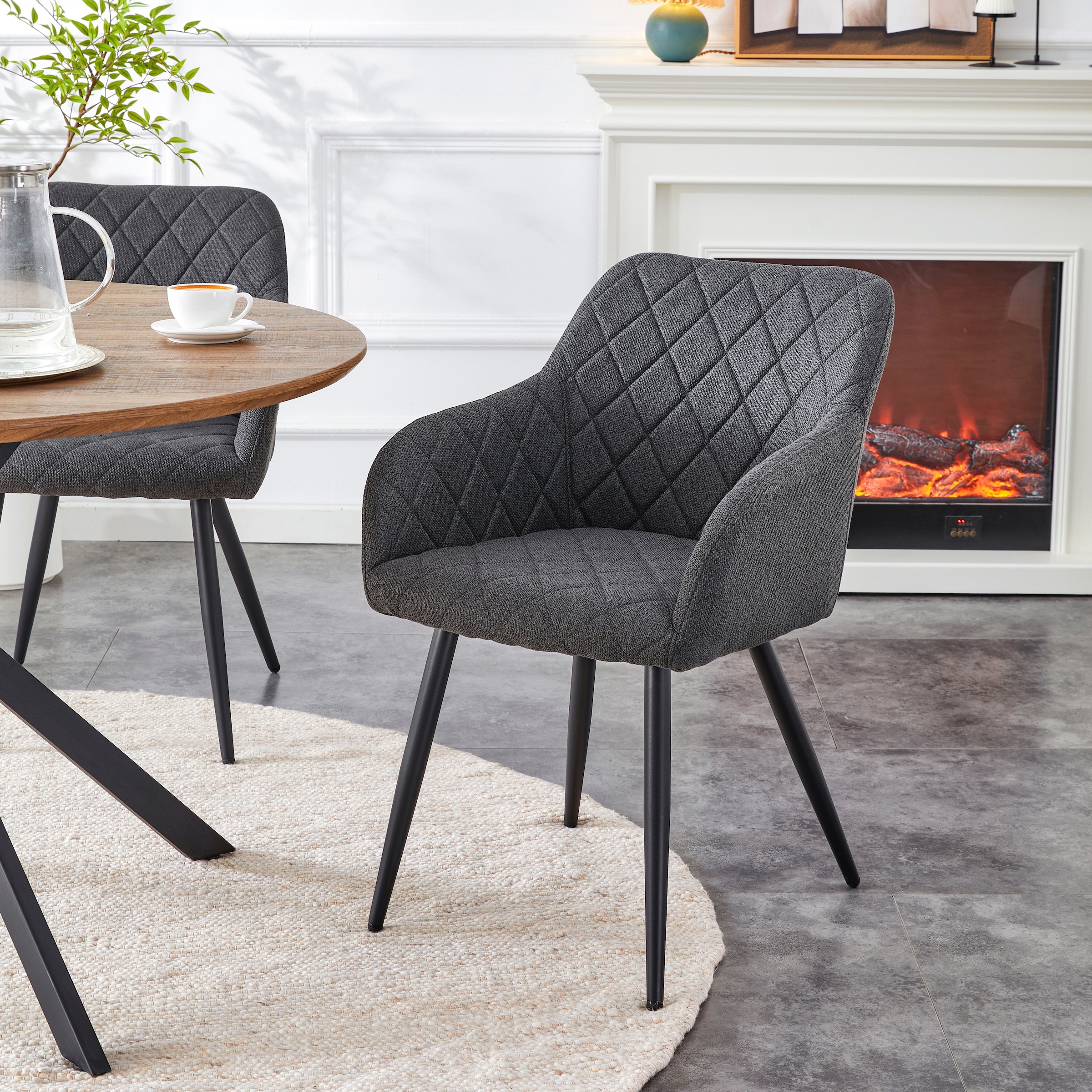 Home affaire Esszimmerstuhl »SUDBURRY, 2er Set, mit Metallgestell in matt schwarz« (Set) 2 Stk.in verschiedenen Farben, Belsatbarkeit pro Stuhl 120 kg, mit Griffloch