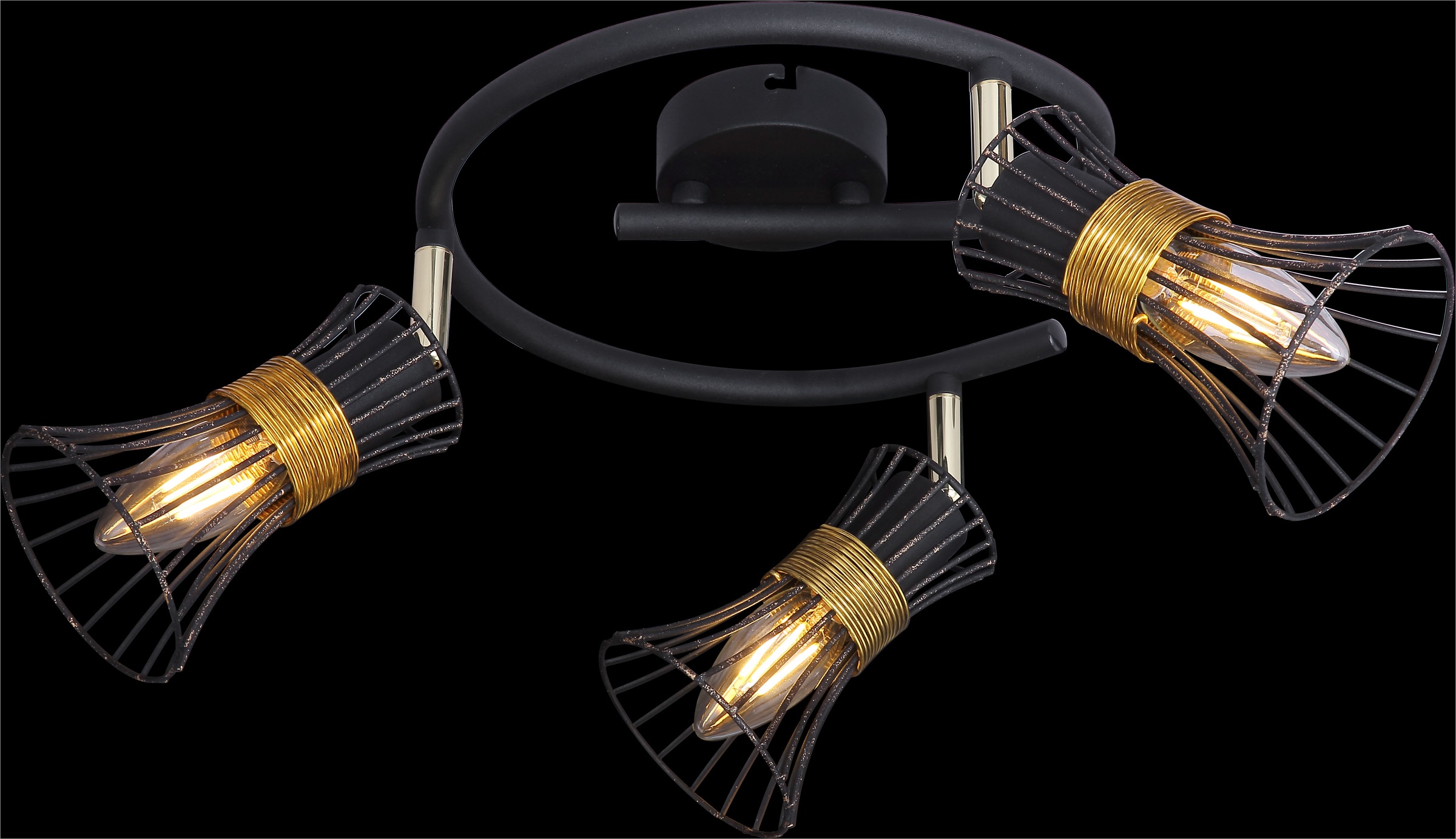 GLOBO LIGHTING Deckenstrahler »PURRA«, Leuchtmittel E14 | ohne Leuchtmittel, Deckenspot/schwarz/goldfarben/Metallstäbe/Flur/Wohnzimmer