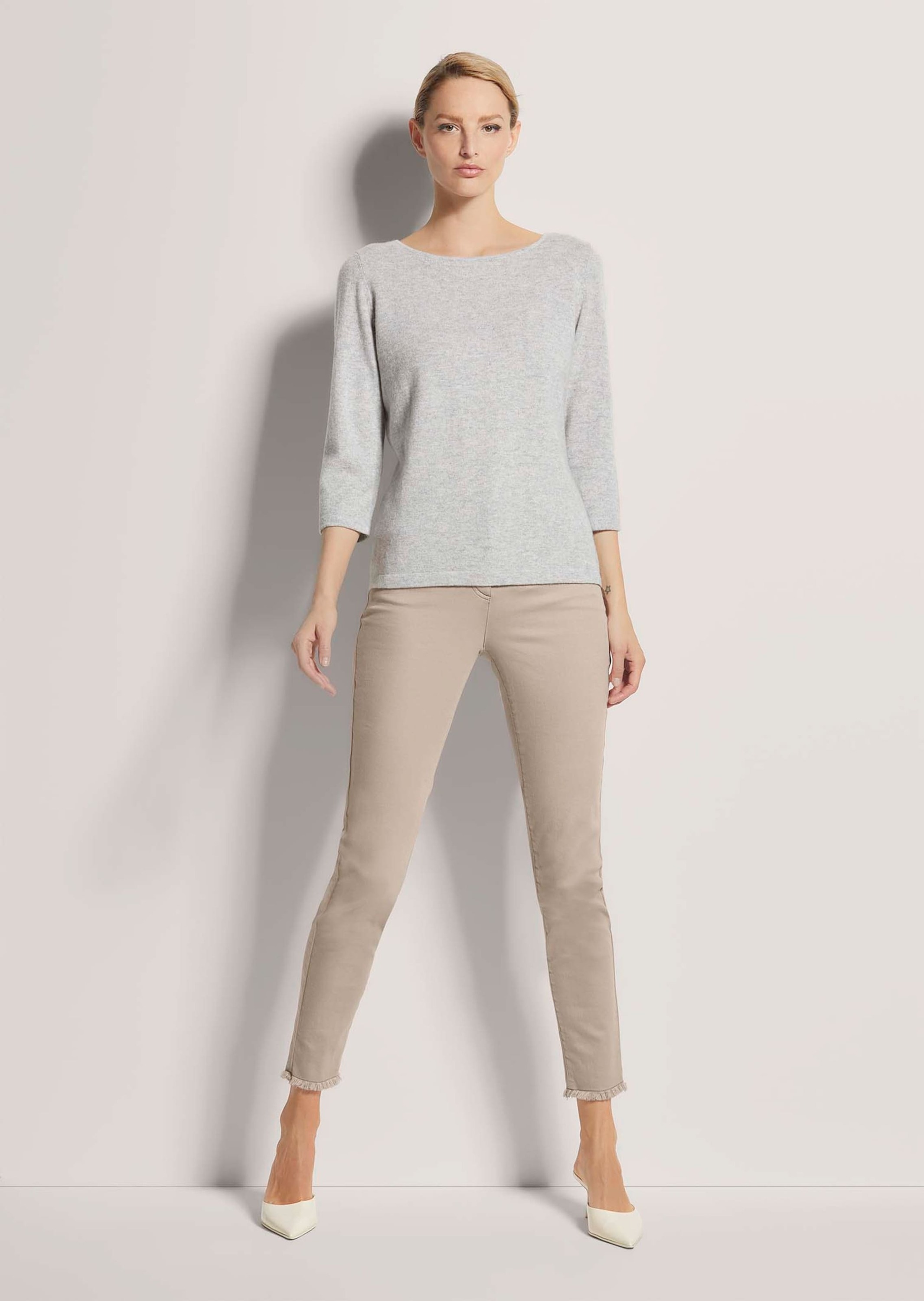 MADELEINE Long Pullover Cashmere Silver Grey Size 48 2