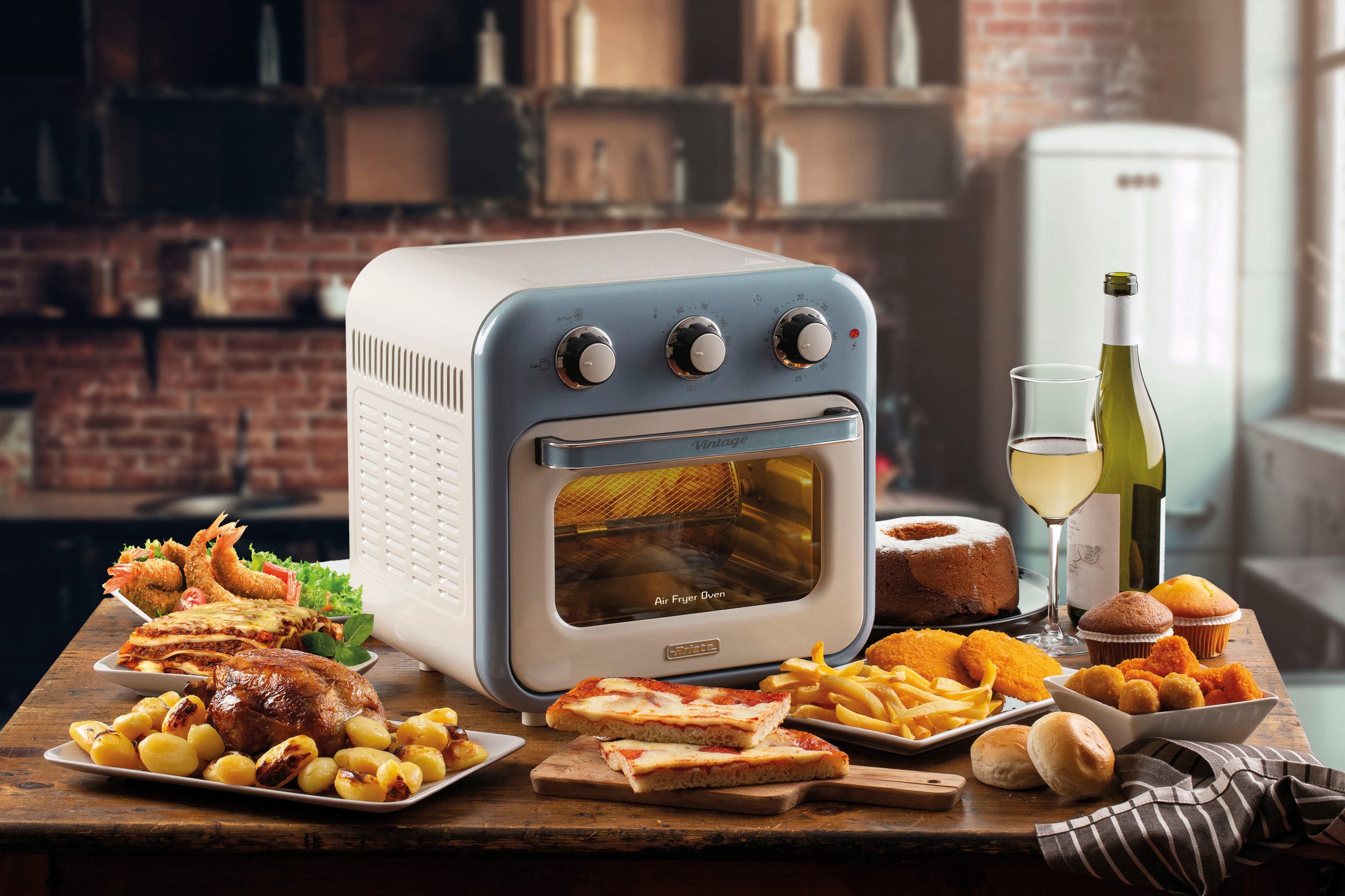Ariete Heißluftfritteuse "4632BL" 1400 W Vintage Backofen und Rotisserie in günstig online kaufen