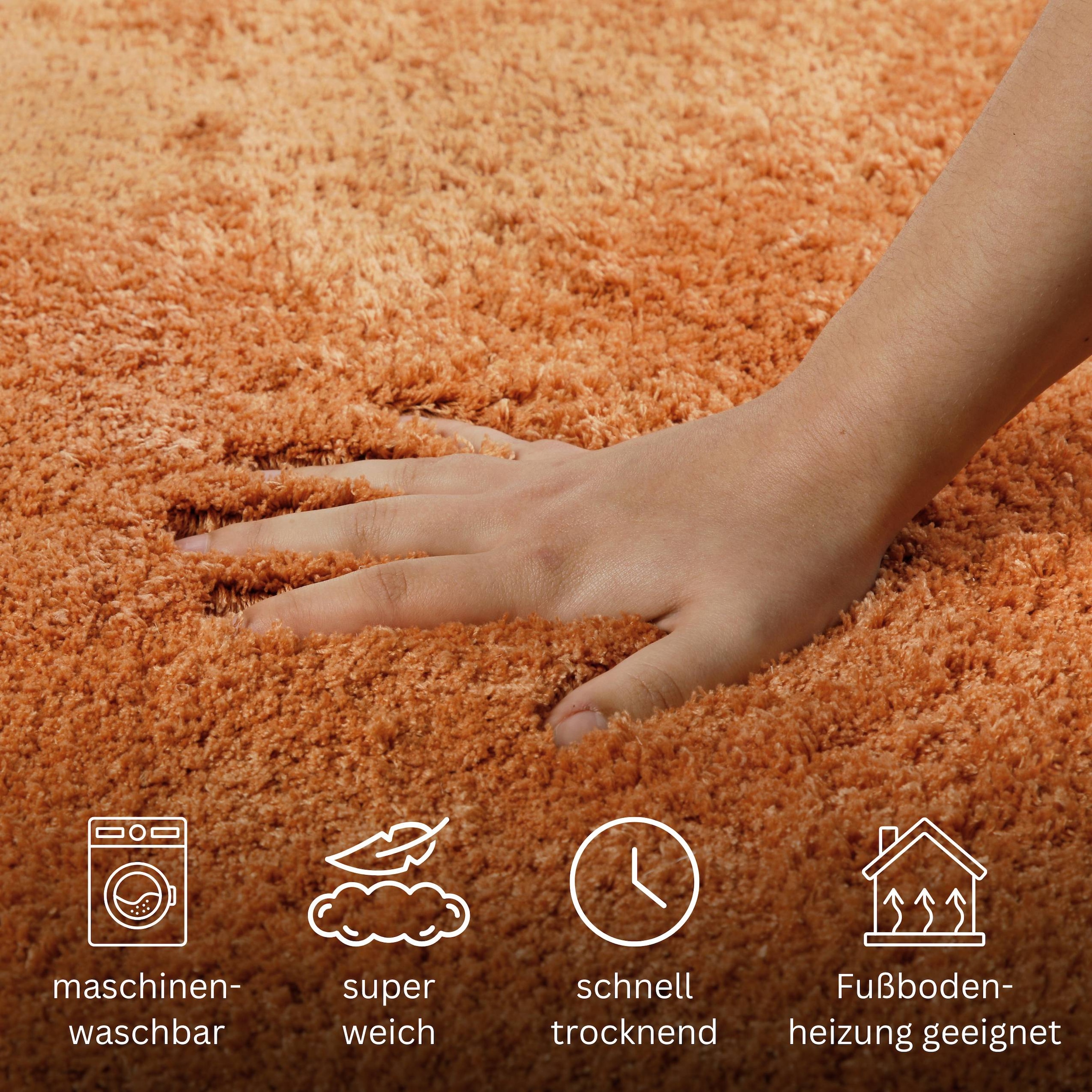 my home Badematte »Kaarin«, rutschhemmend beschichtet, schnell trocknend, Badteppich, getuftet, flauschig, hochflor, große Farbauswahl