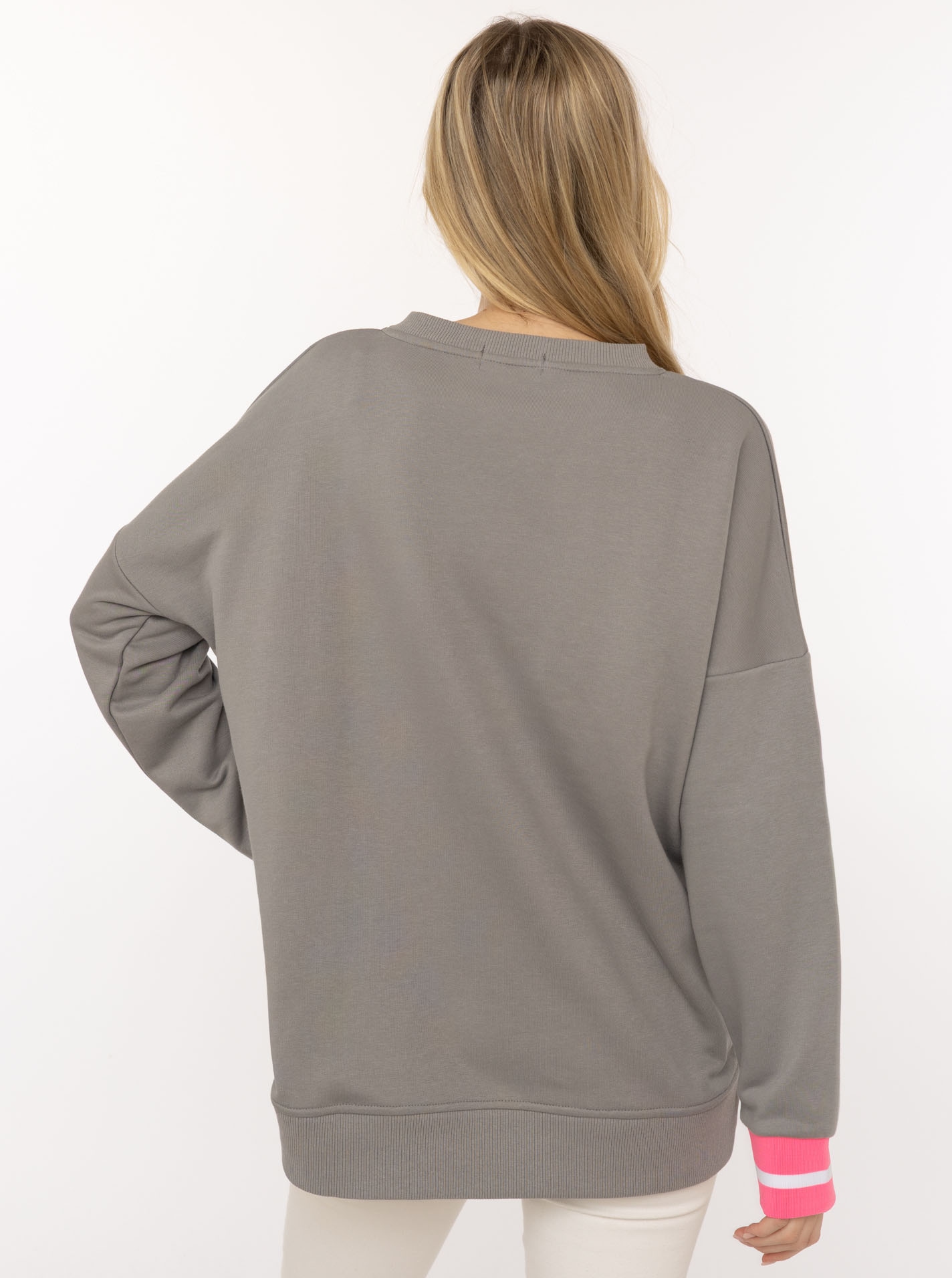 Zwillingsherz Hoodie »"Positive Mind"«, neonfarbenen Bündchen, V-Ausschnitt, Seitenschlitze, Langarm
