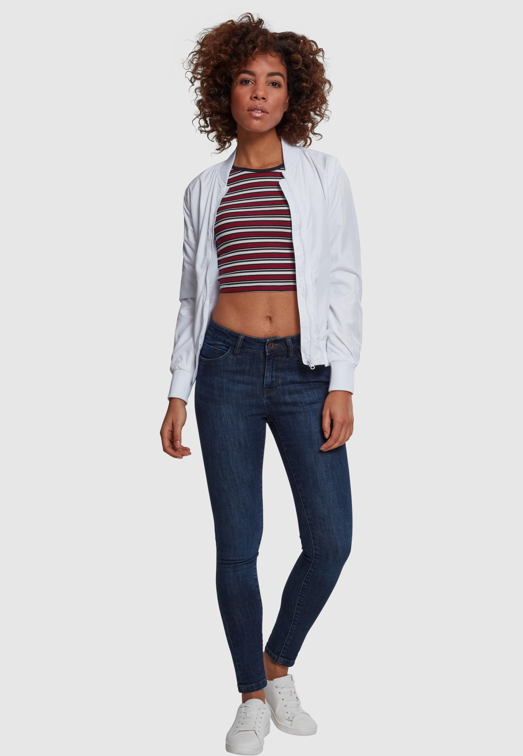 URBAN CLASSICS Muskelshirt »Urban Classics Damen Ladies Rib Stripe Cropped Top«, (1 tlg.)