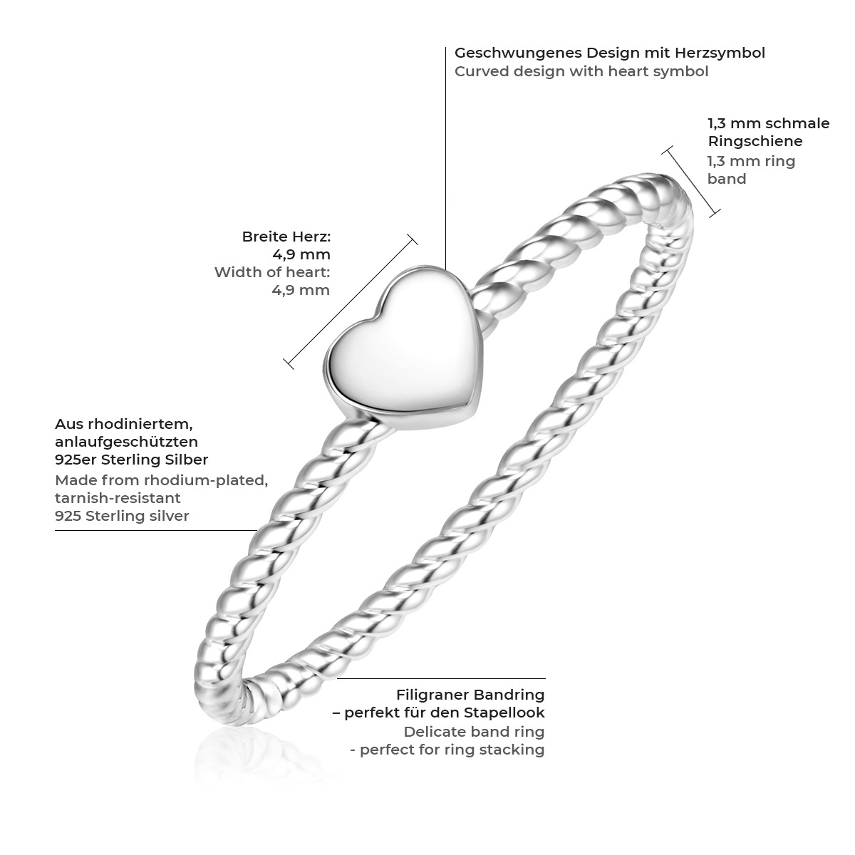 Glanzstücke München Fingerring »A1279« aus Sterling Silber
