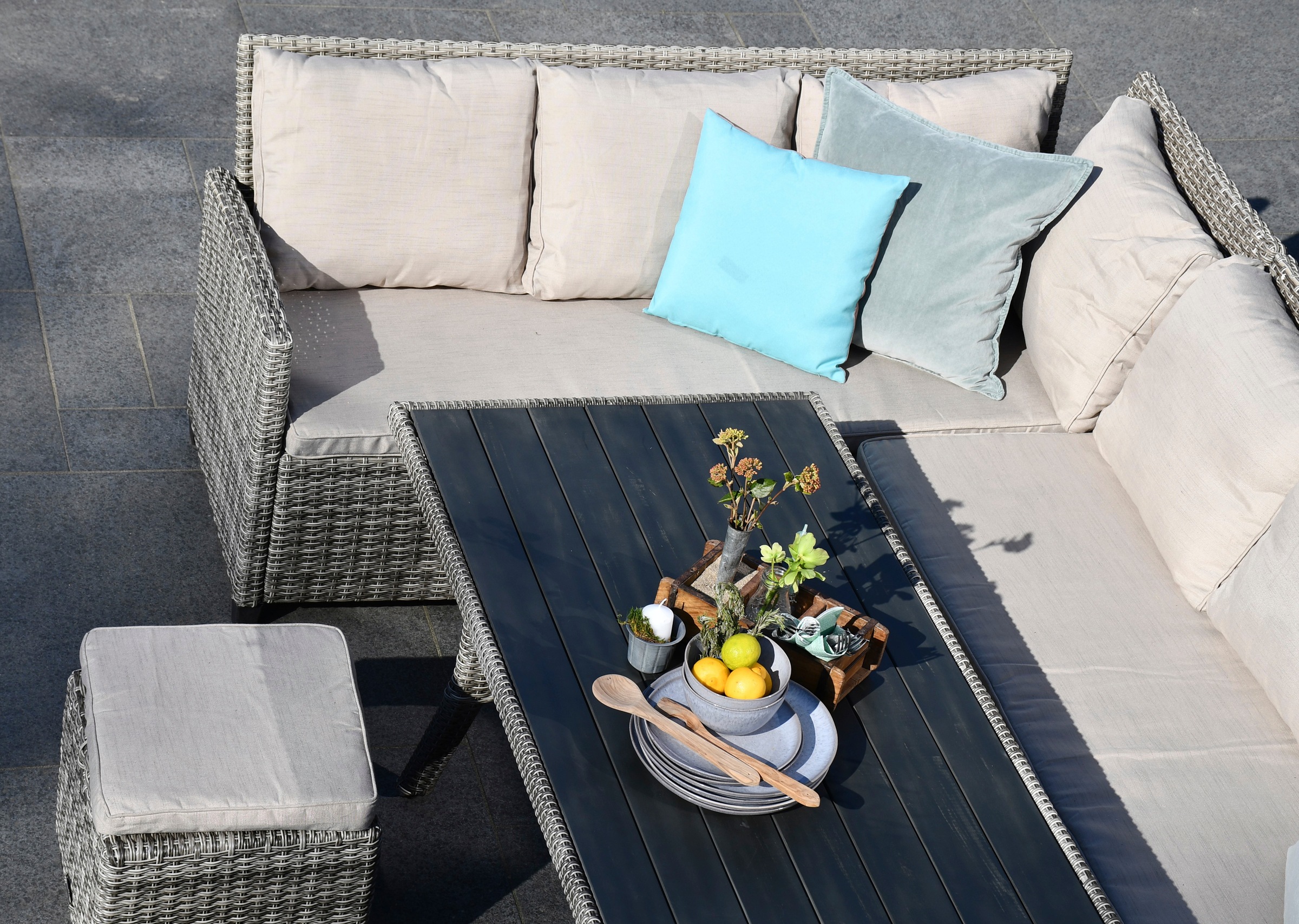 my Flair Gartenlounge-Set, (5 tlg.), 1 Sofa, 1 Sessel, 2 Hocker, 1 Tisch günstig online kaufen