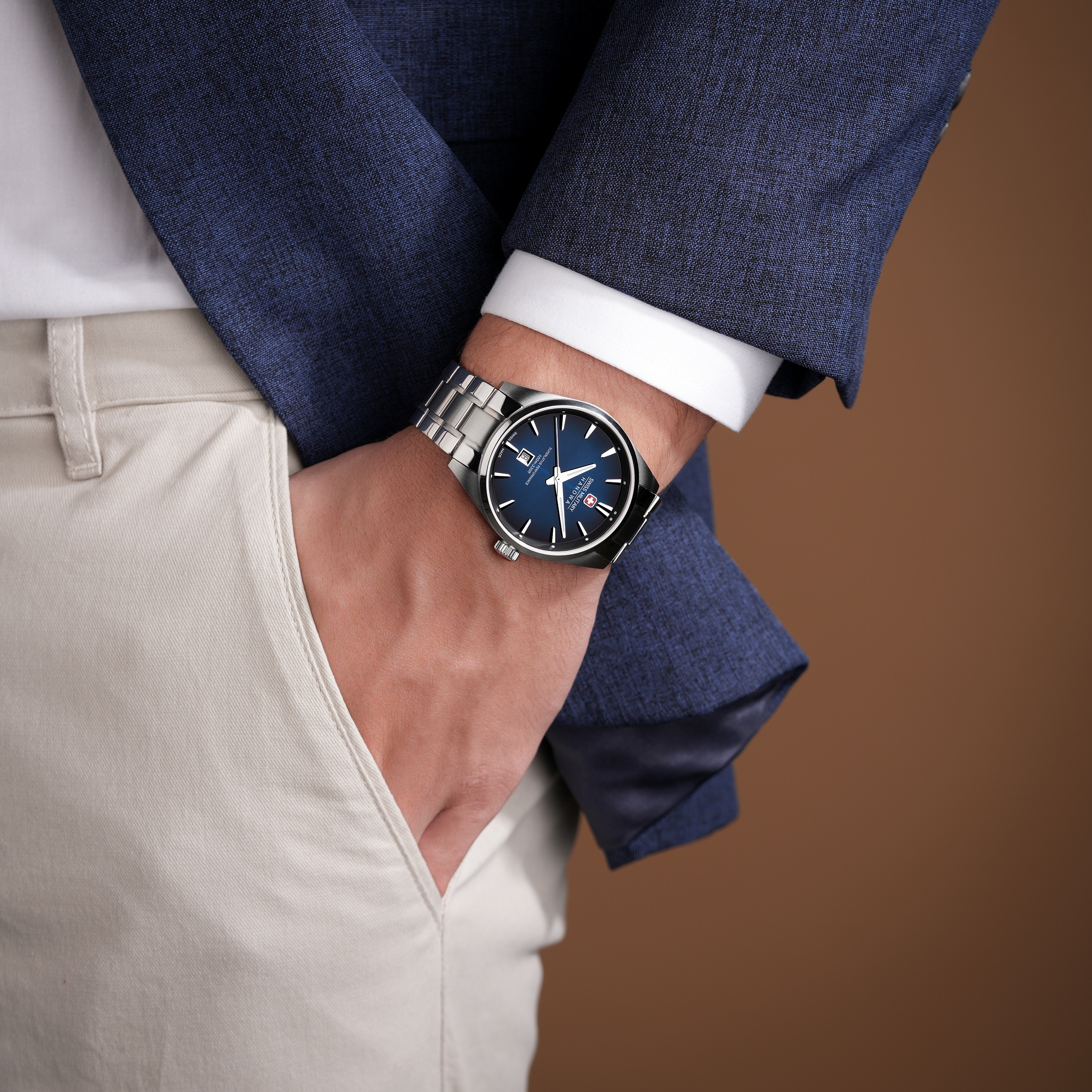 Swiss Military Hanowa Quarzuhr »Thunder« Armbanduhr, Herrenuhr, Swiss Made, Edelstahlarmband, analog, Tag