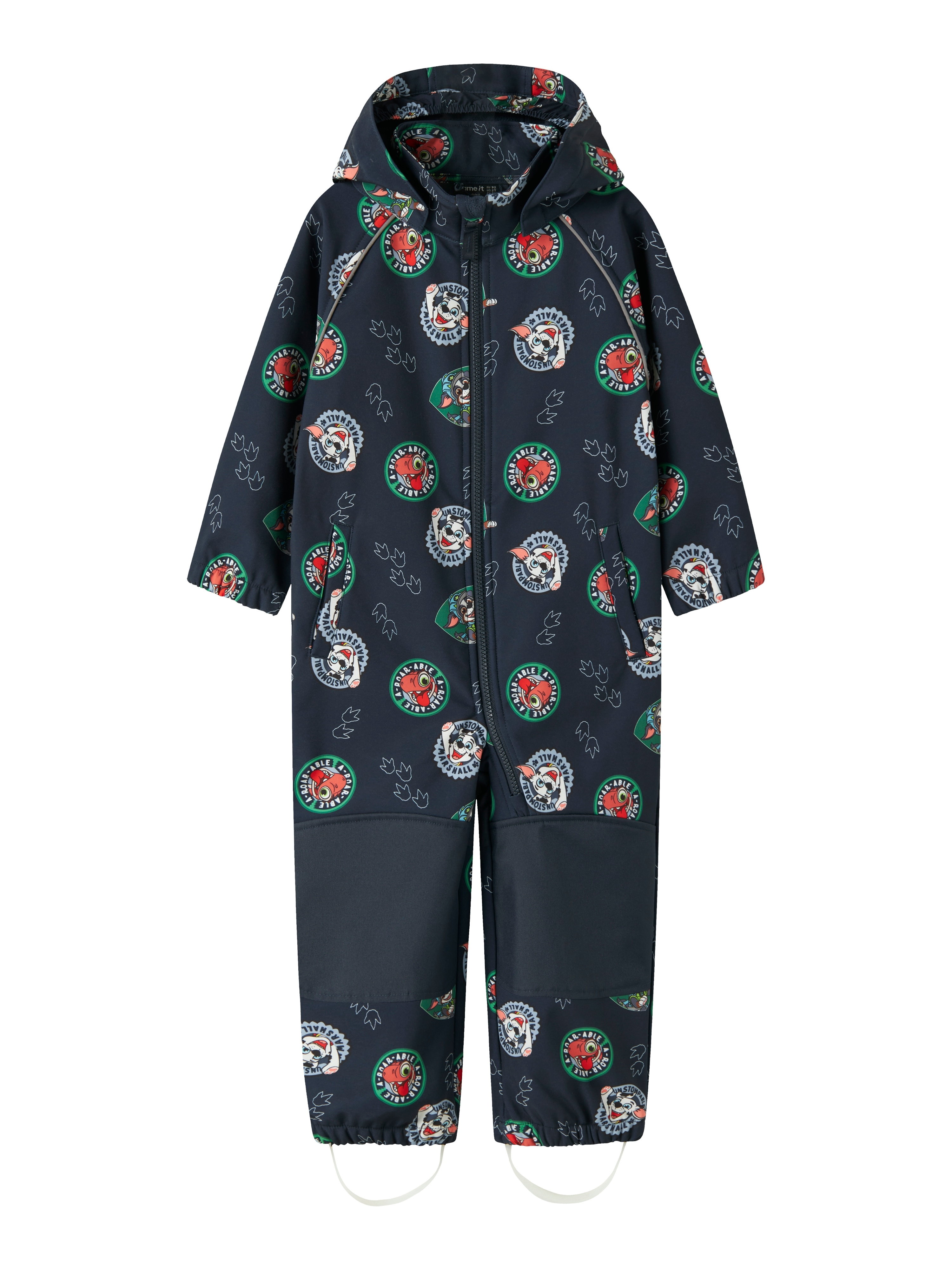 Name It Softshelloverall "NMMALFA08 PAW SOFTSHELL SUIT NOOS CPLGM" Materialmix, reflektierende Details und abnehmbare Kapuze
