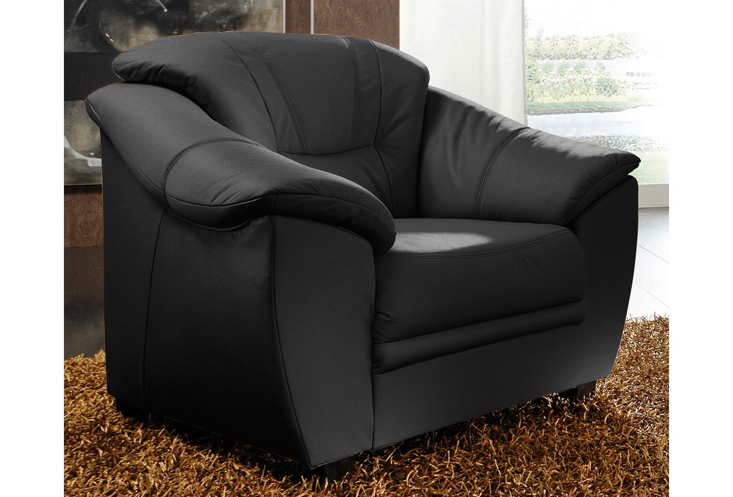 sit&more Sessel "Savona, B: 103 cm, Federkern-Polsterung, komfortable Sitzhöhe 46 cm" Bequeme Armlehnen, Ziernähte, frei im Raum stellbar, zeitloses Design