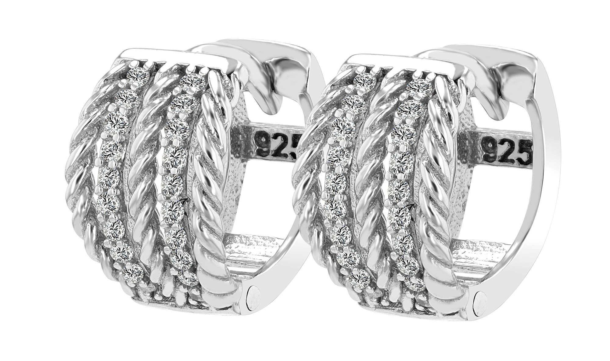 Adelia´s Klappcreolen "Ohrringe – Klappcreole aus 925 Silber mit Zirkonia" Ideal als Geschenk – dezent und elegant