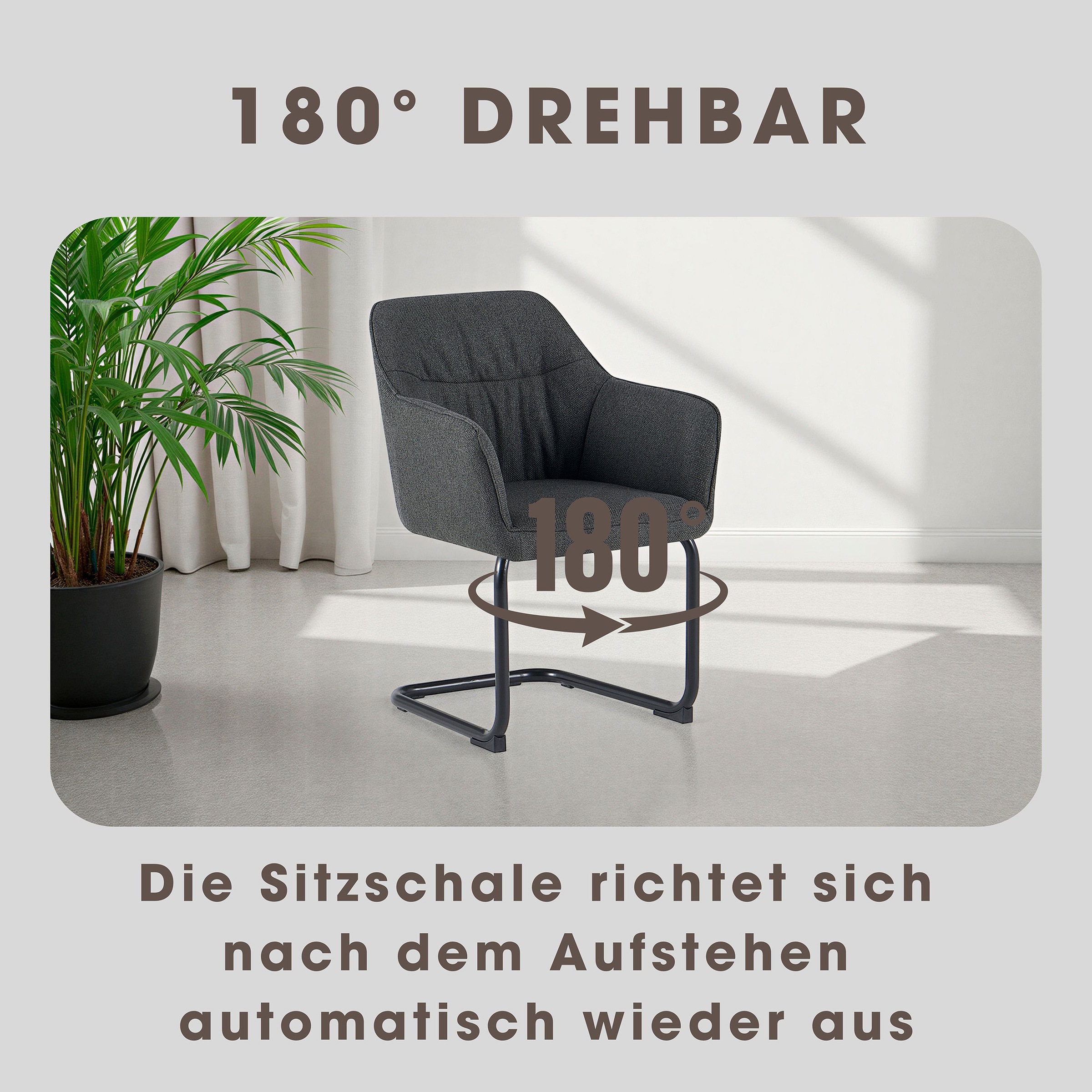 Thumbnail - OTTO home Freischwinger "Elba" (Set) 2 Stk.gemütlicher Stuhl / Sessel, 180 Grad drehbar, Auto Return, Webstoff