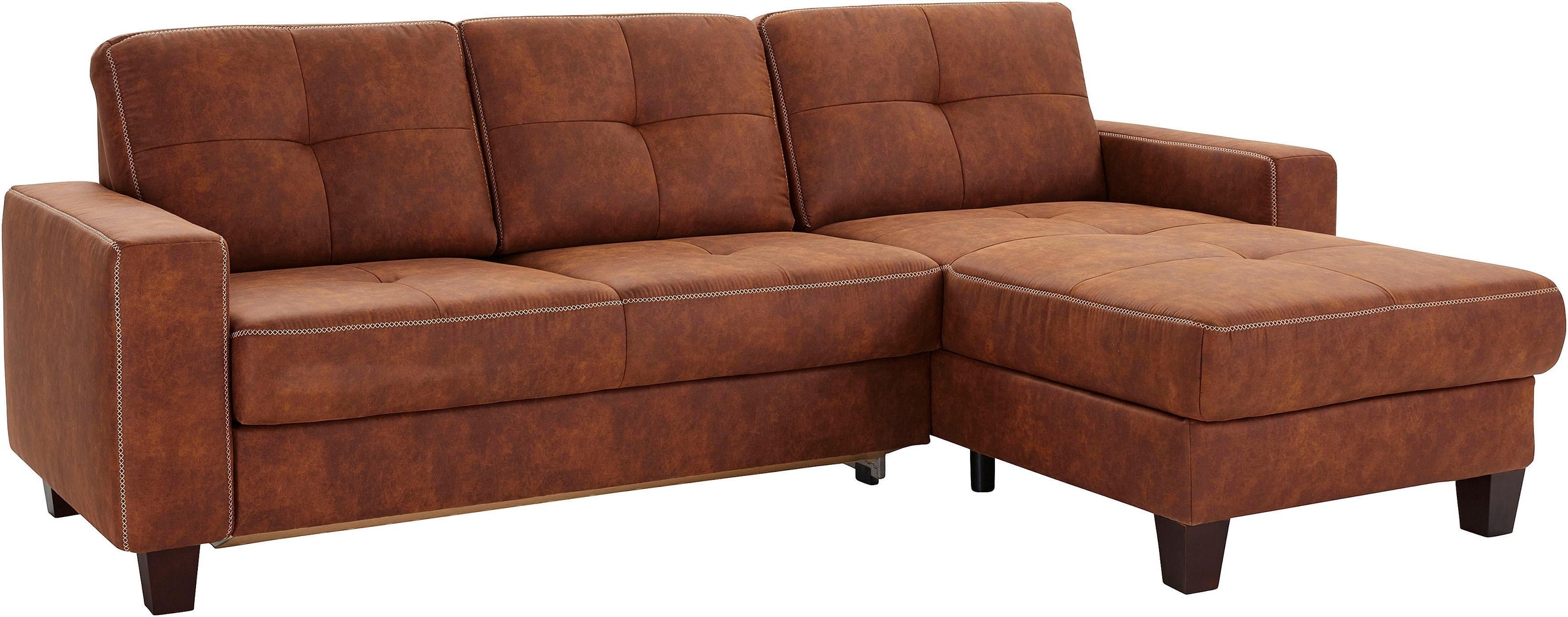 Places of Style Ecksofa »Varese L-Form«, Kreuznaht in beige