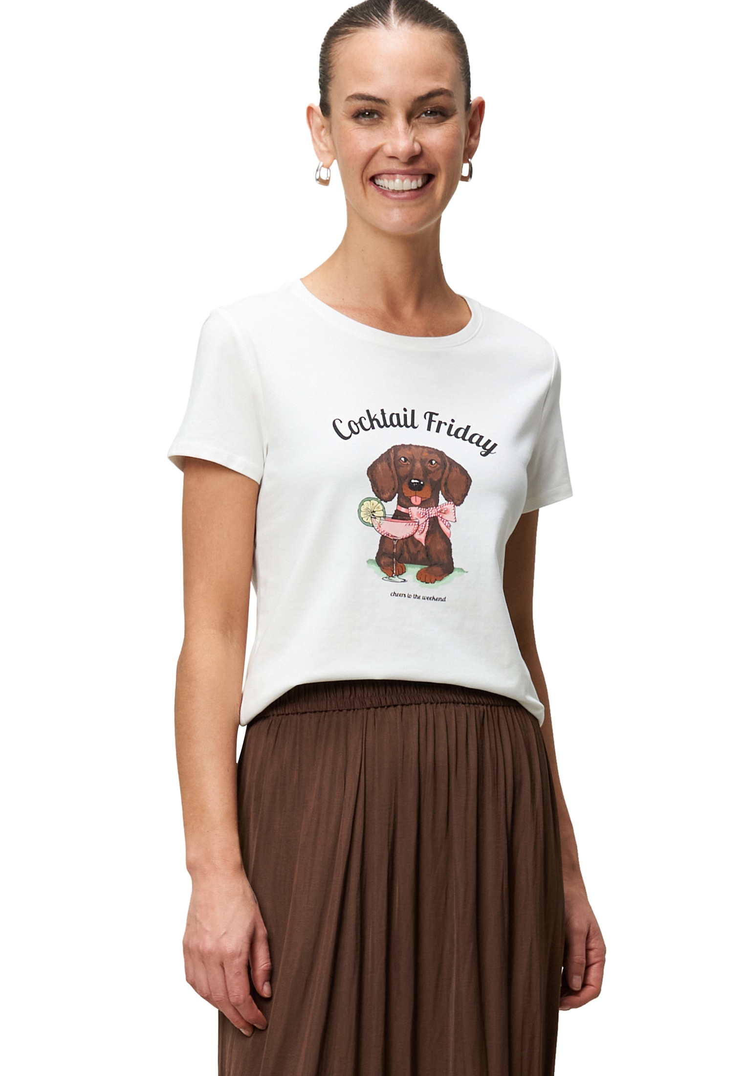 Zero Kurzarmshirt "zero Damen Shirt mit Dackelprint", (1 tlg.), weiteres De günstig online kaufen