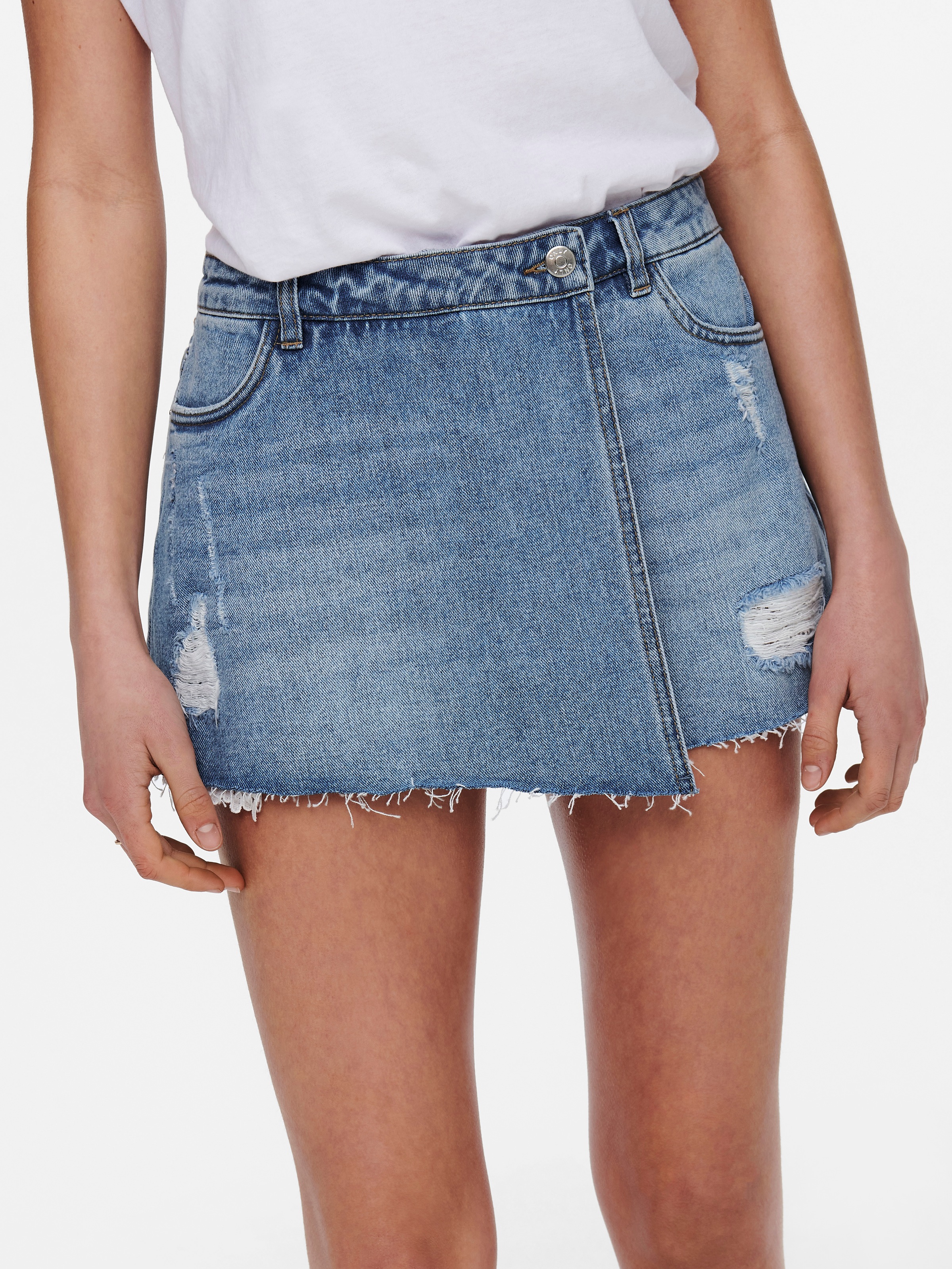 ONLY Jeansrock "ONLTEXAS REG DNM SKORT BJ NOOS", mit Destroyed Effekt günstig online kaufen