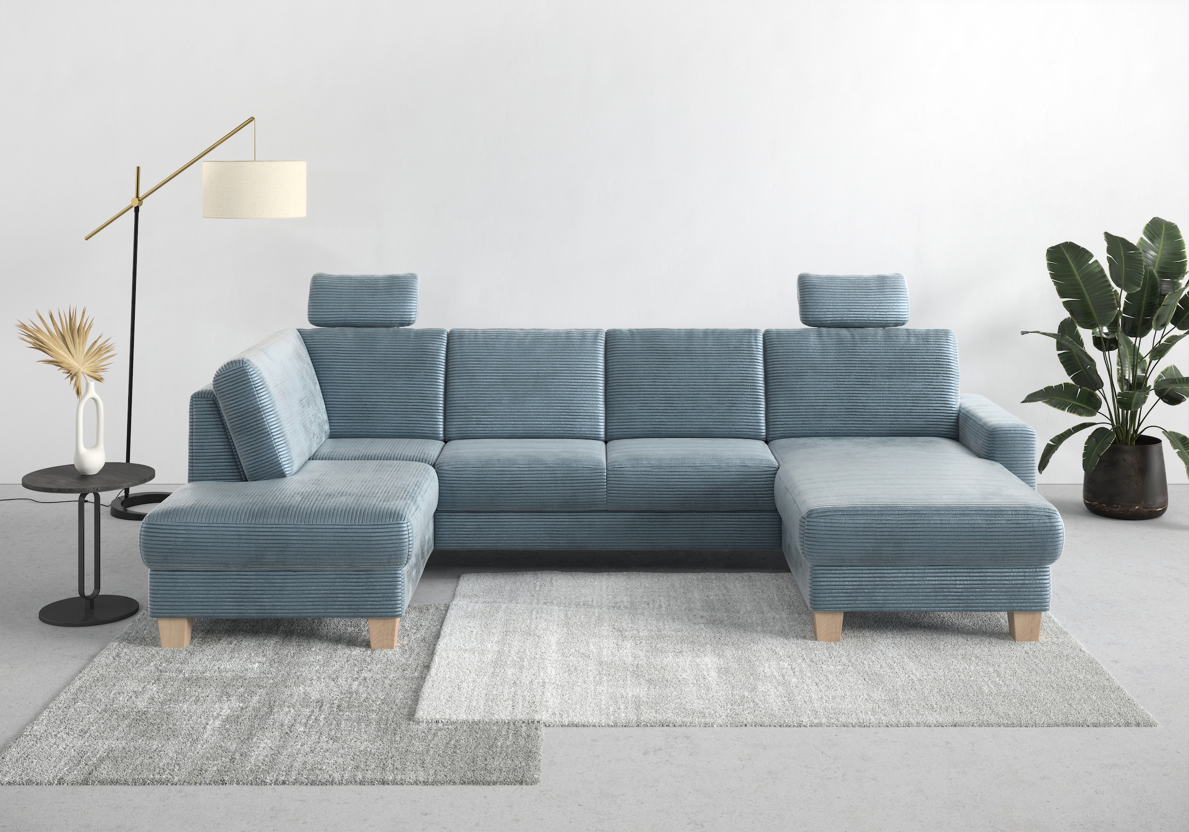 OTTO home Wohnlandschaft "Summer U-Form" mit oder ohne Schlaffunktion und Bettkasten, Cord-Bezug