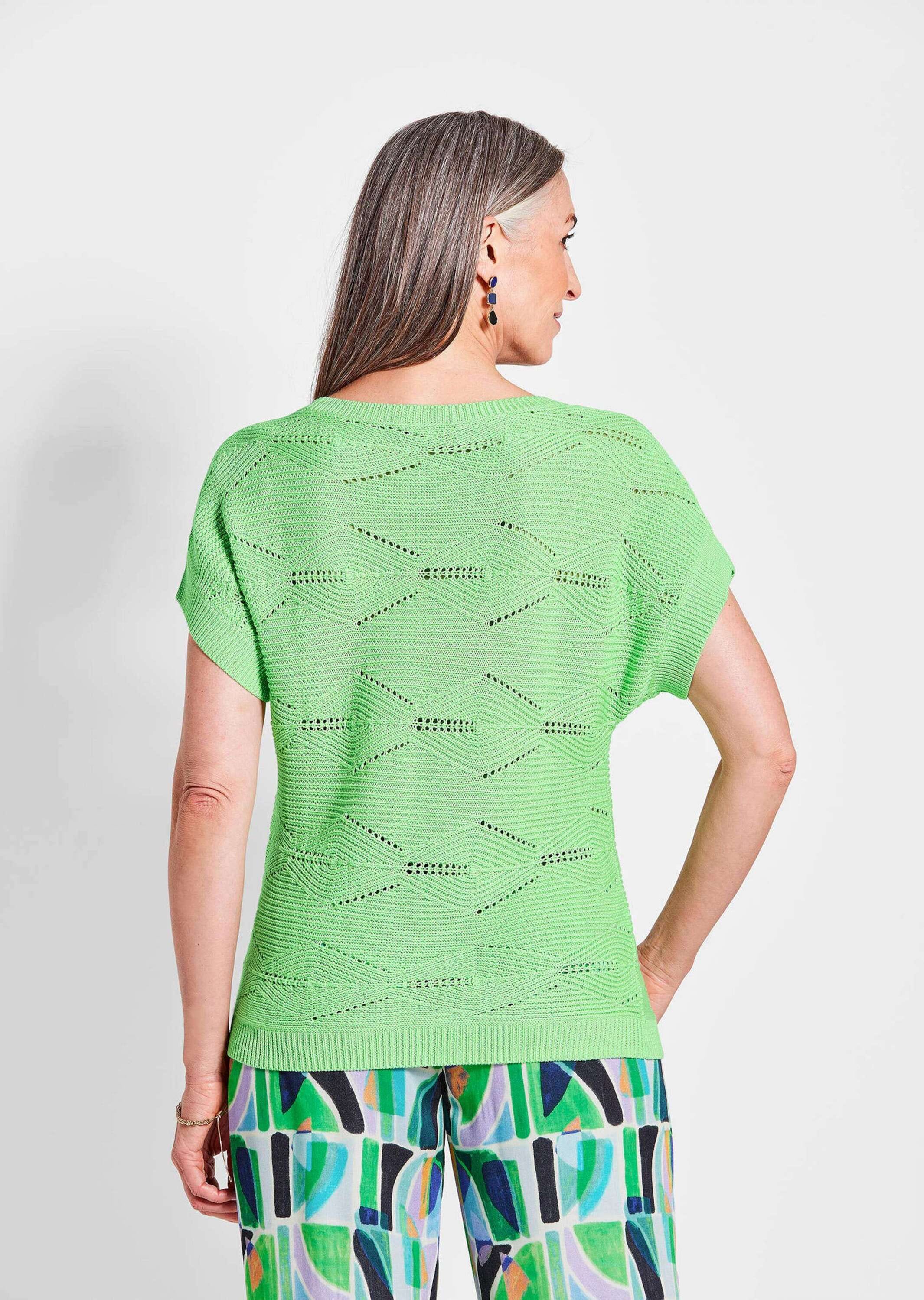 GOLDNER Strickpullover »Damen Halbarm Strickshirt Uni«