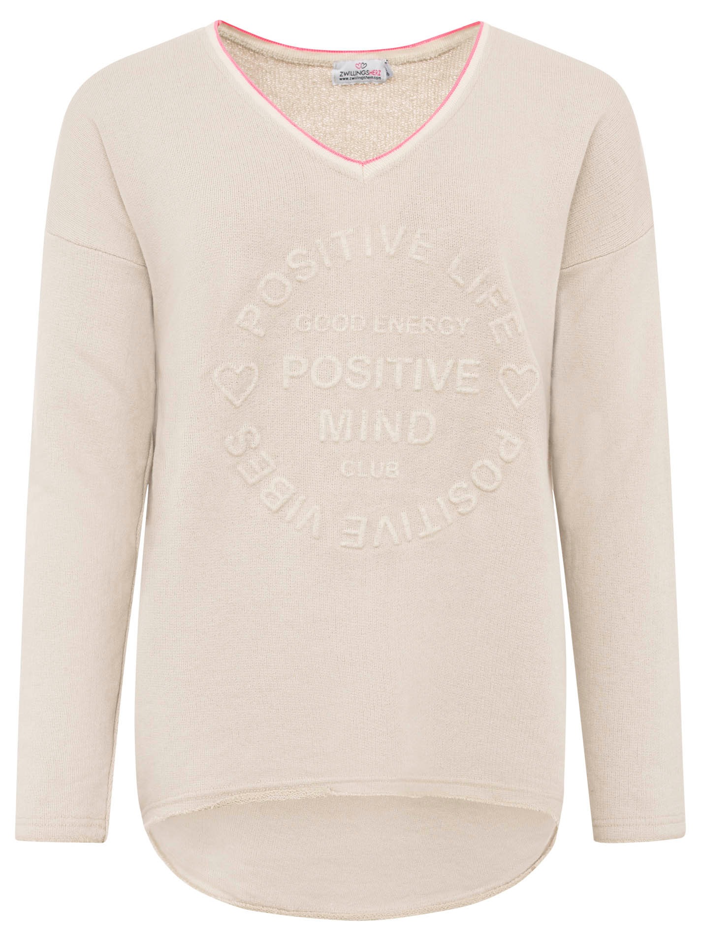 Zwillingsherz Sweatshirt "Positive Mind", mit Kontrastnaht in Neonfarbe günstig online kaufen