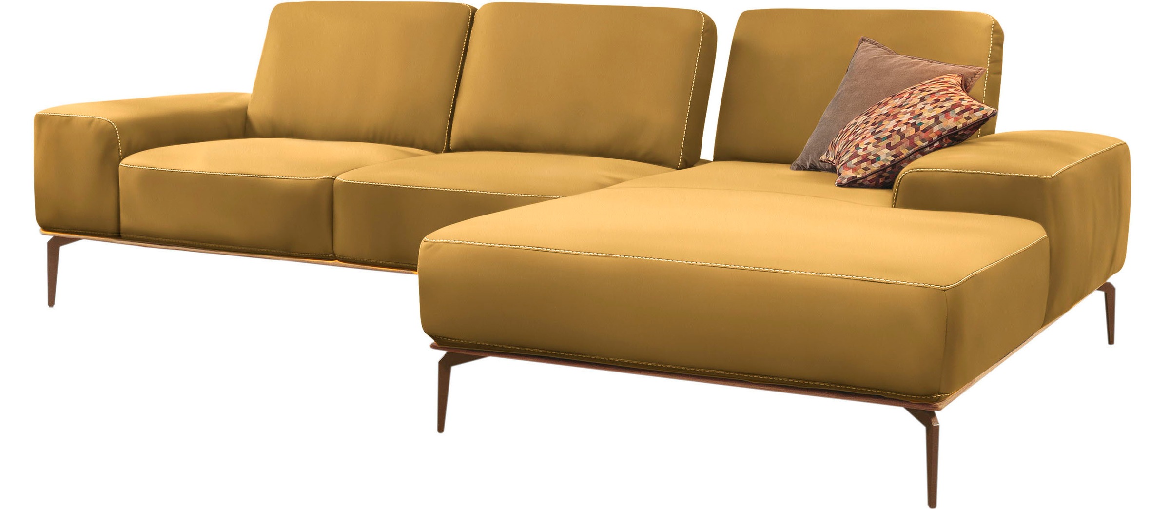 W.SCHILLIG Ecksofa »run, Designsofa mit tollem Sitzkomfort, L-Form«, mit Holzsockel, Füße in Bronze pulverbeschichtet, Breite 299 cm