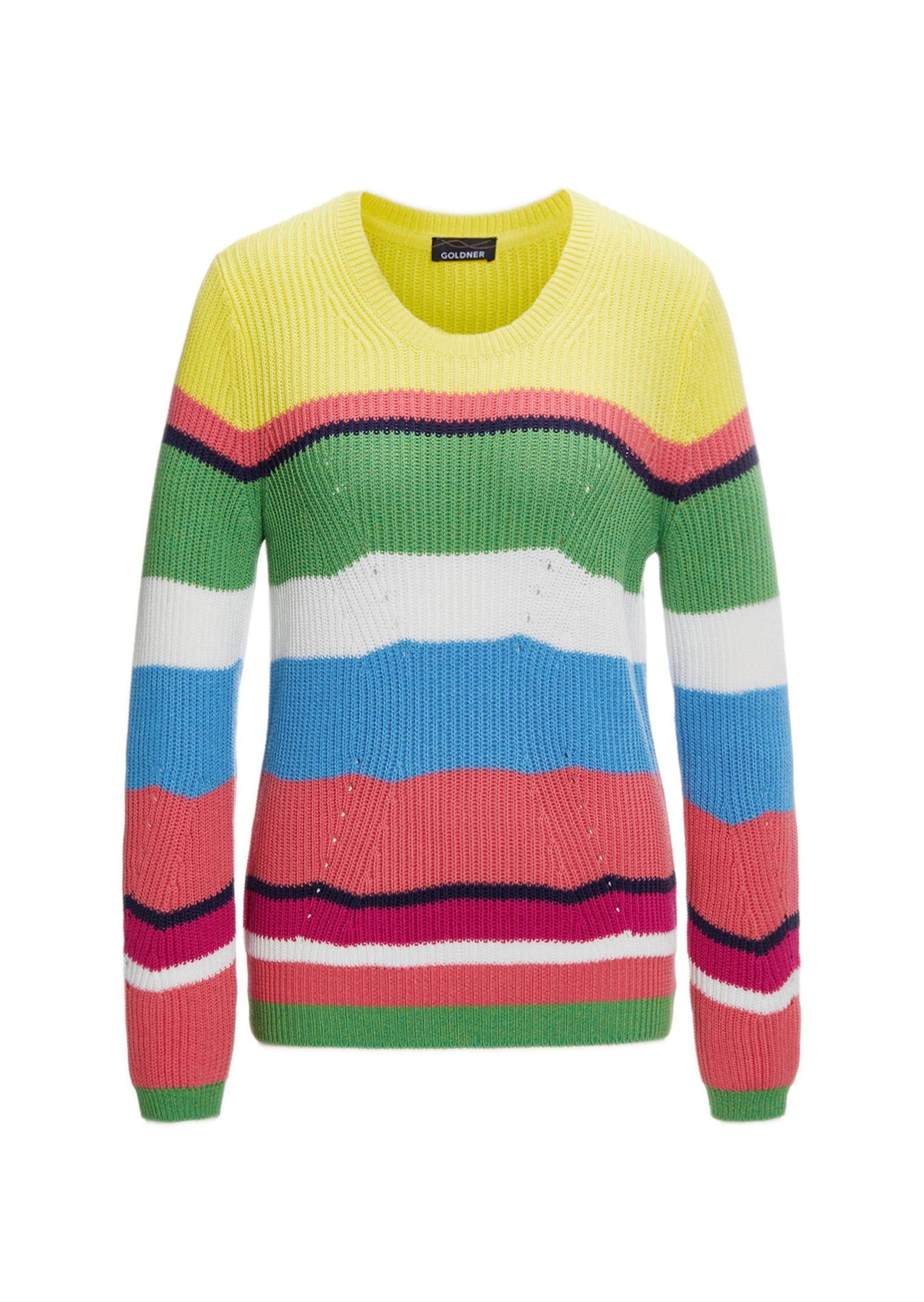 GOLDNER Rundhalspullover "Kurzgröße Pullover im Baumwoll-Mix" mit Rippenstr günstig online kaufen