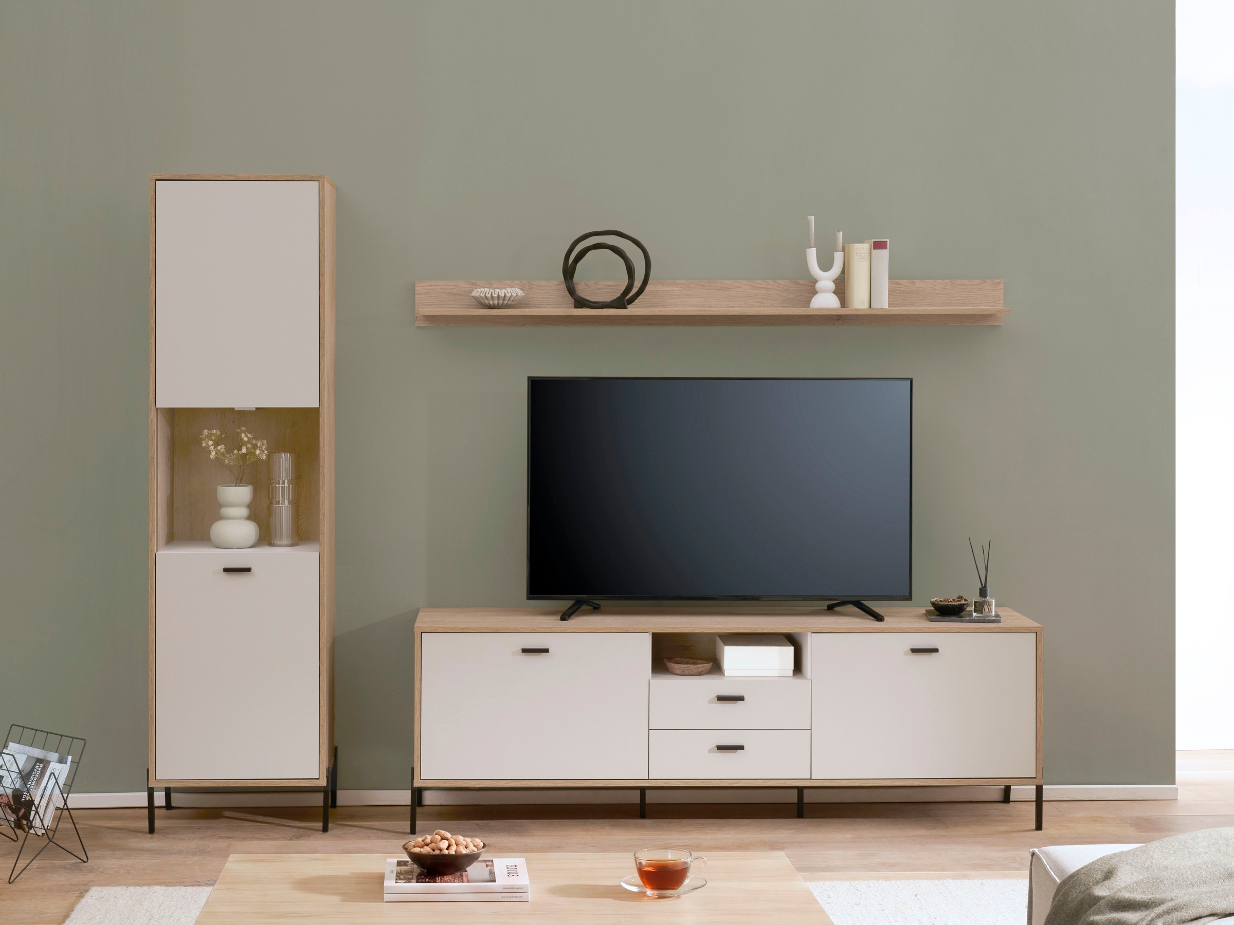 Home affaire Wohnwand »Fredericia, moderne Anbauwand, Komplettset in Kaschmir« Set, 3 Stk. tlg.