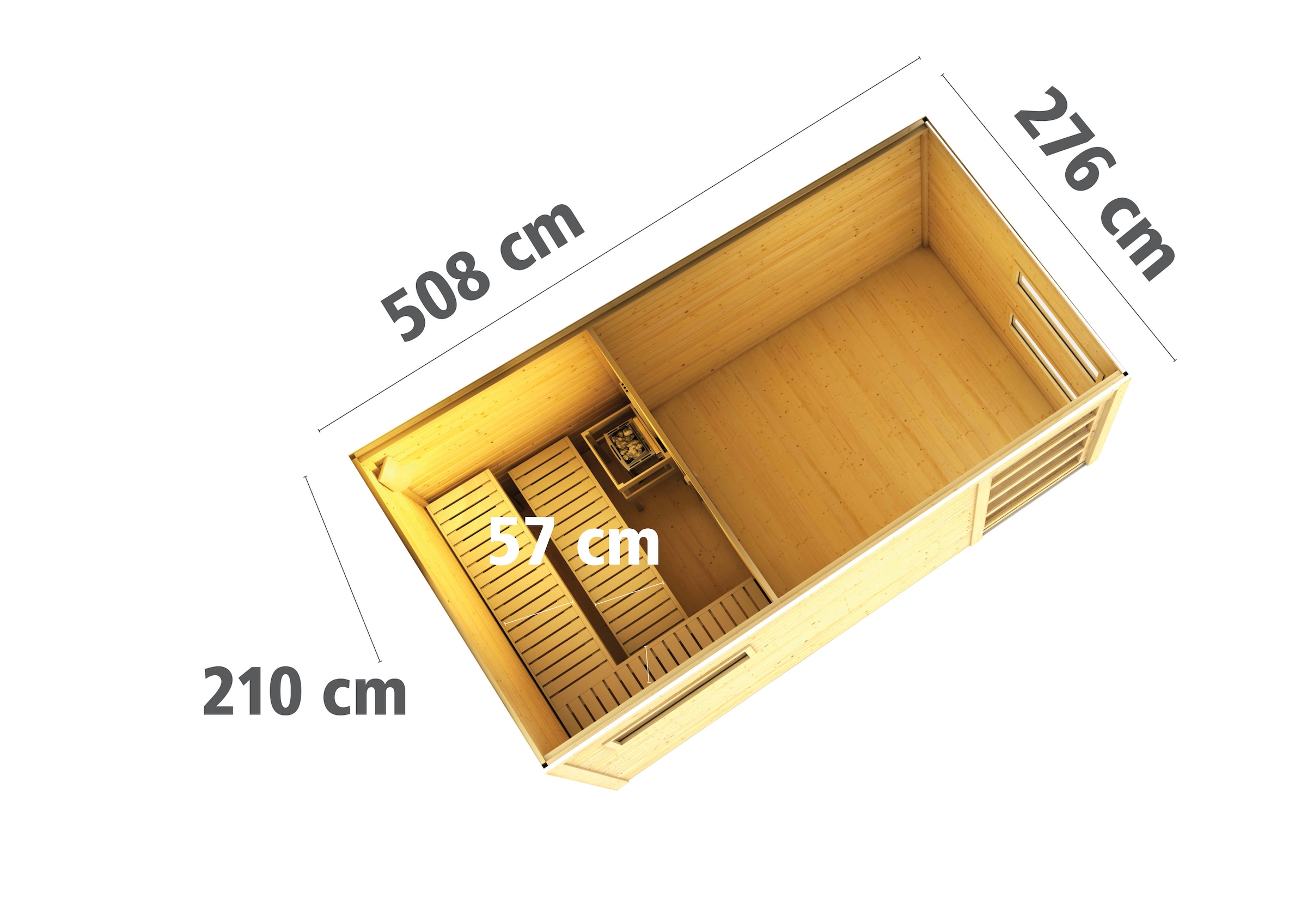 KONIFERA Saunahaus »Hagen«, (Set), naturbelassen, mit Ofen 9 KW externe Strg easy