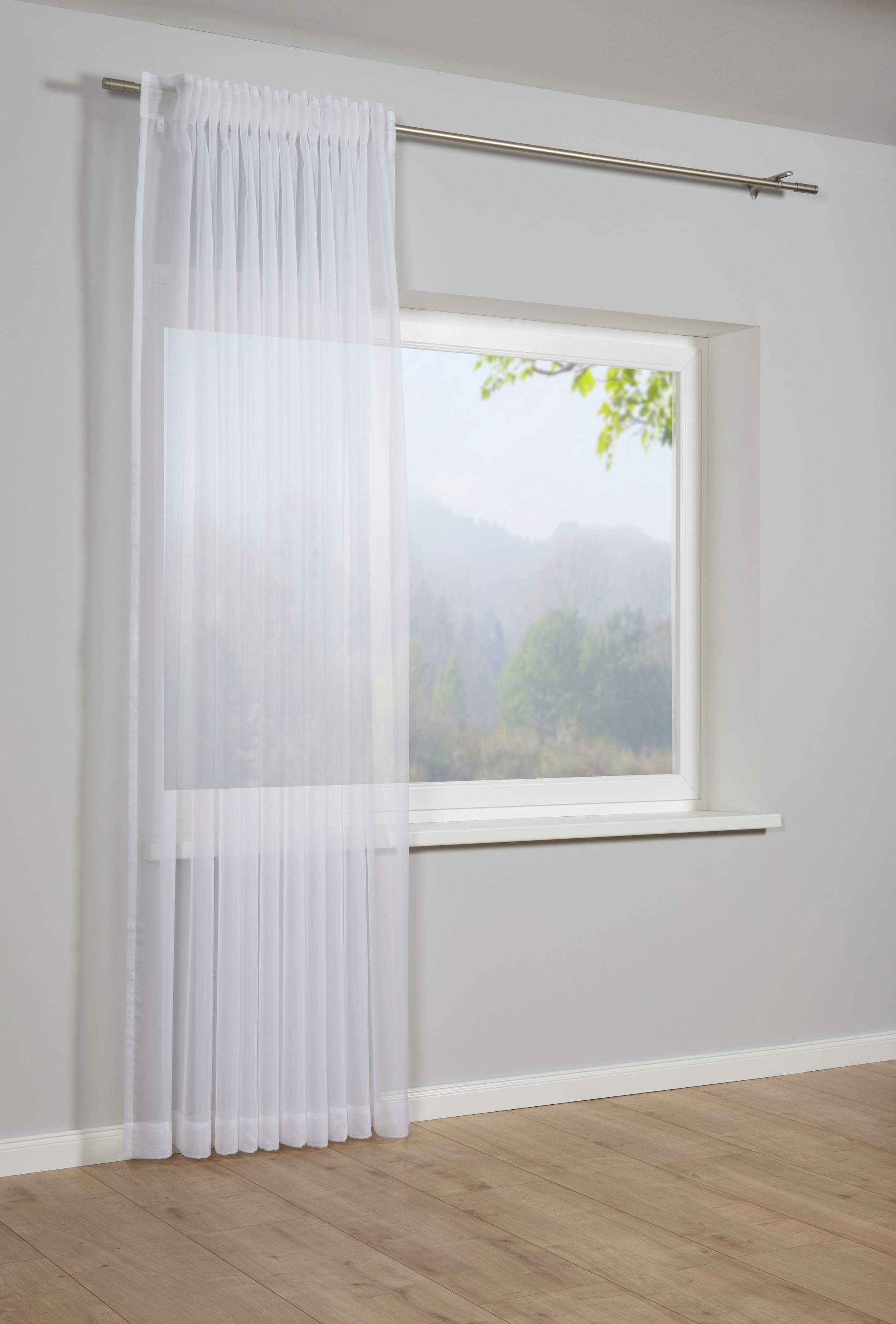 GARDINIA Gardine "Schal mit Gardinenband Voile Uni" verdeckte Schlaufen 1 S günstig online kaufen