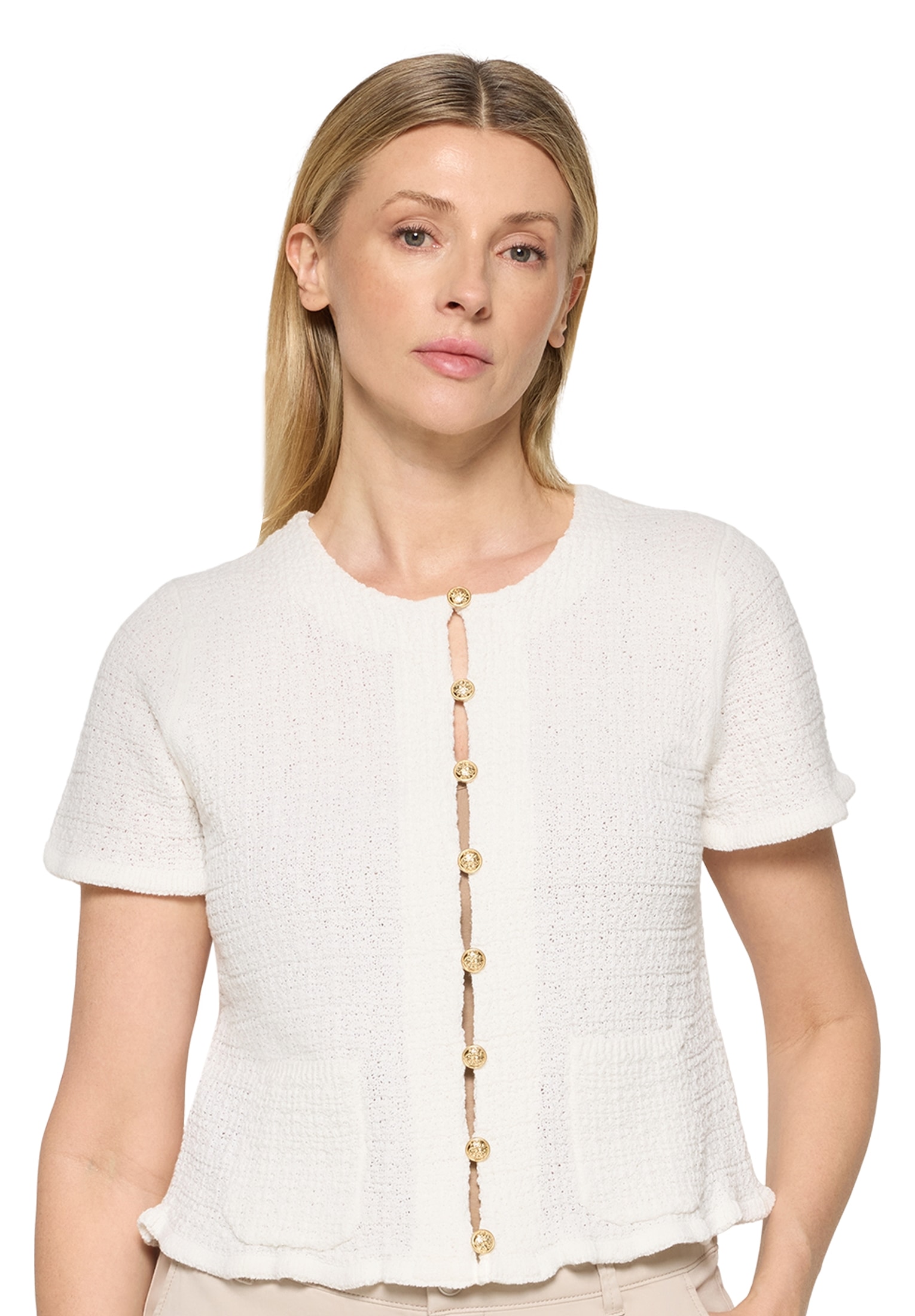 Cartoon Strickjacke »Damen mit Rundhalsausschnitt« 1
