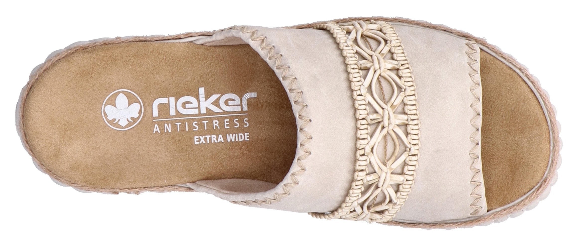 Rieker Pantolette, Sommerschuh, Strandschuh, Urlaubschuh, Hausschuh mit softer Innensohle