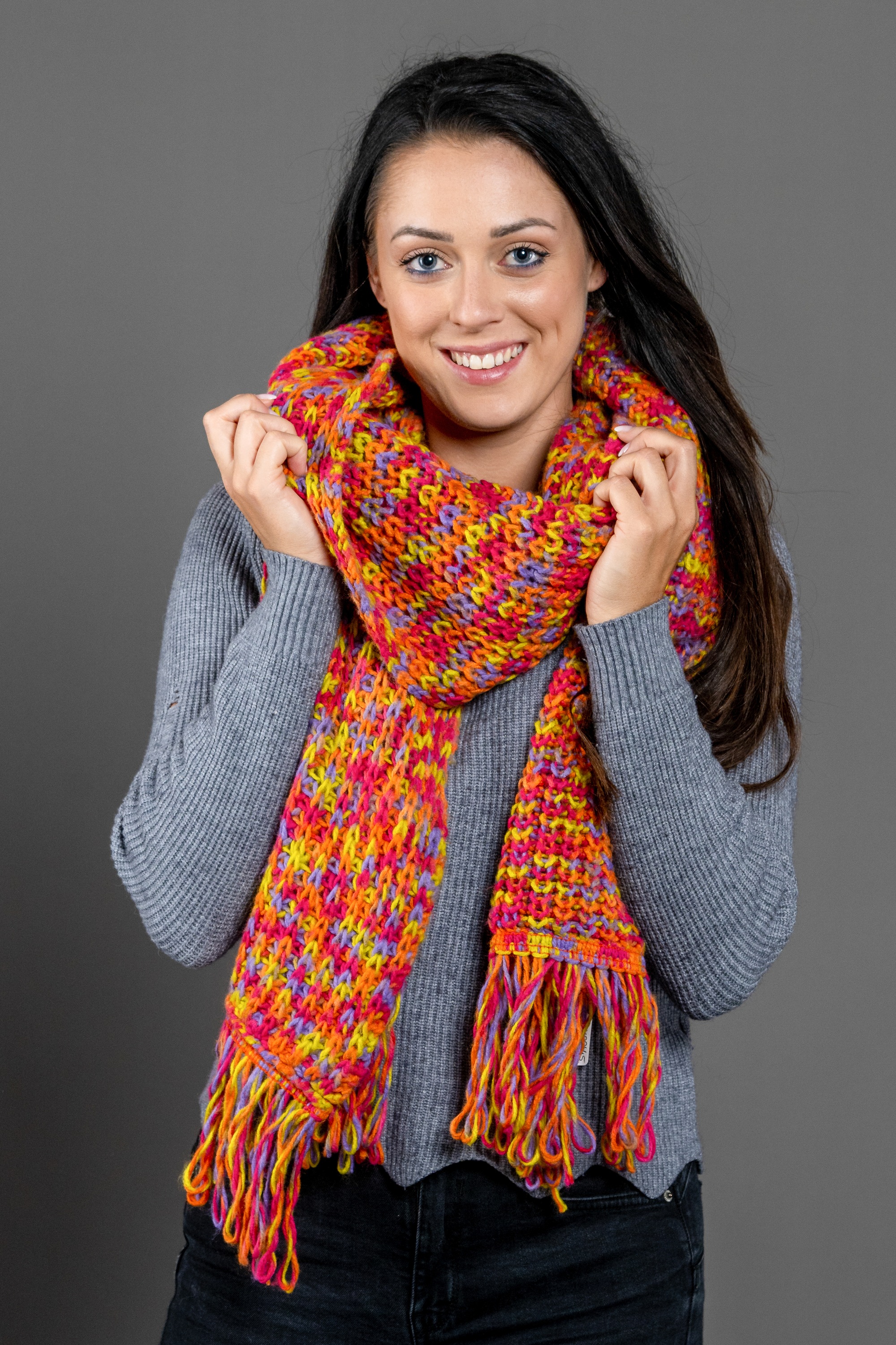 Damen Wollschal "Becky", pink, Basic, COLLEZIONE ALESSANDRO, kariert, Polyacryl, Modetücher, kuschelweich, mit Fransen