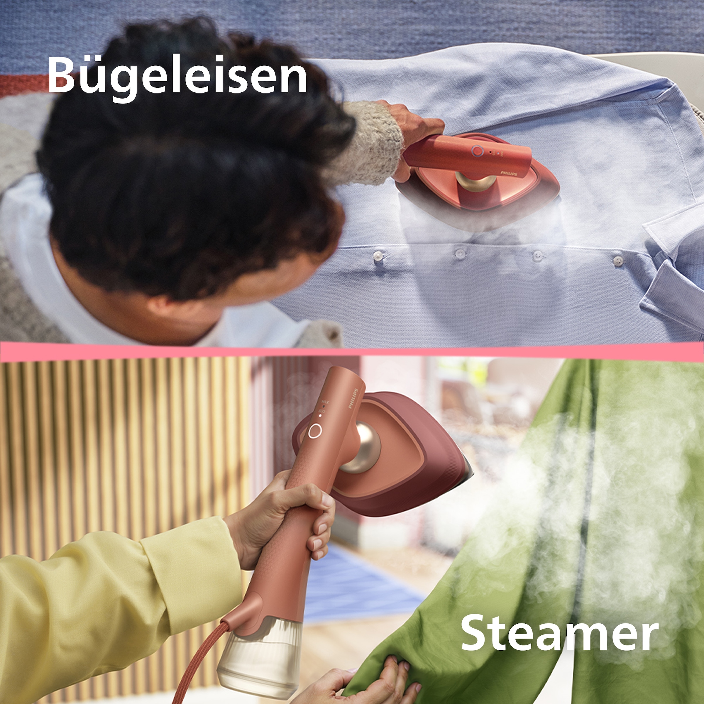 Philips Dampfbügeleisen »GC213/10 OneTurn 2-in-1 Bügeleisen & Steamer, StyleMat & Dock inkl.« 1800 W SteamGlide Plus, 200ml Wasserbehälter und 90 g Dampfstoß